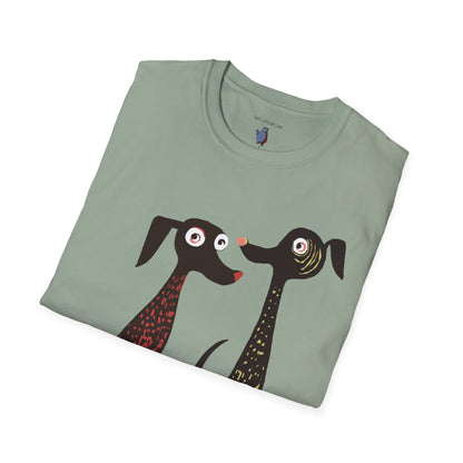 Retro Dog Duo Graphic Art - 100% Cotton T-Shirt