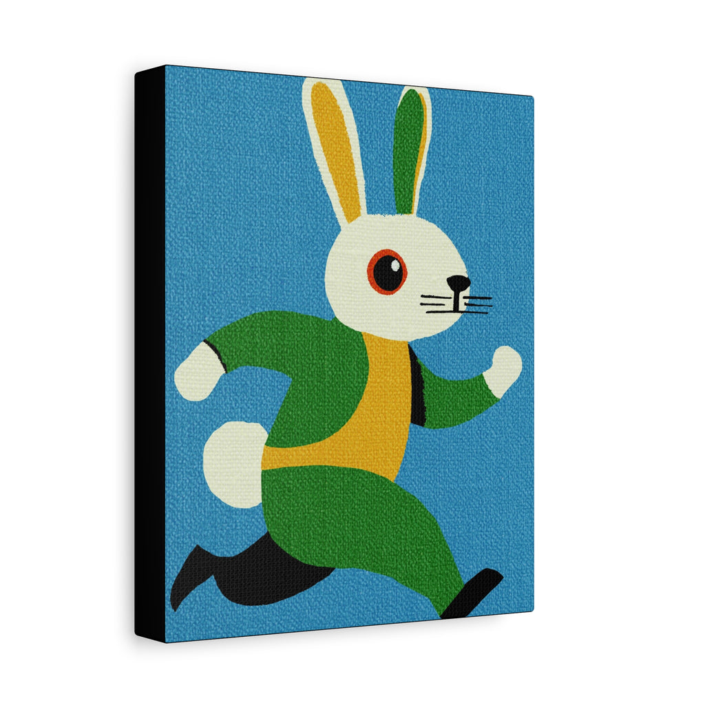 Midwest Modern Pop Art Run Rabbit Run #1 Art Print - Matte Canvas, Stretched, 1.25" -  home decor, wall art, bunny, spring, easter, rabbit