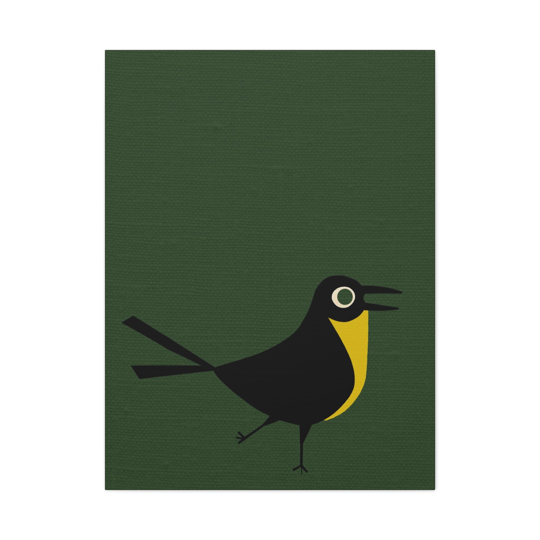 Midwest Modern Happy Bird Print - Matte Canvas, Stretched, 1.25" - wall decor, fun art, modern, simple, graphic, bird, green, happy