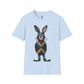 Striped Standing Bunny Rabbit - 100% Cotton T-Shirt