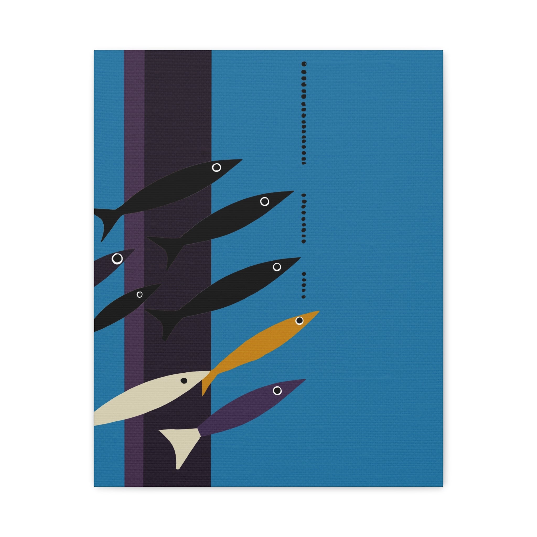 Midwest Modern Abstract Retro School of Fish (G) Print - Matte Canvas, Stretched, 1.25" -  home decor, wall art, nature, fish, fishing
