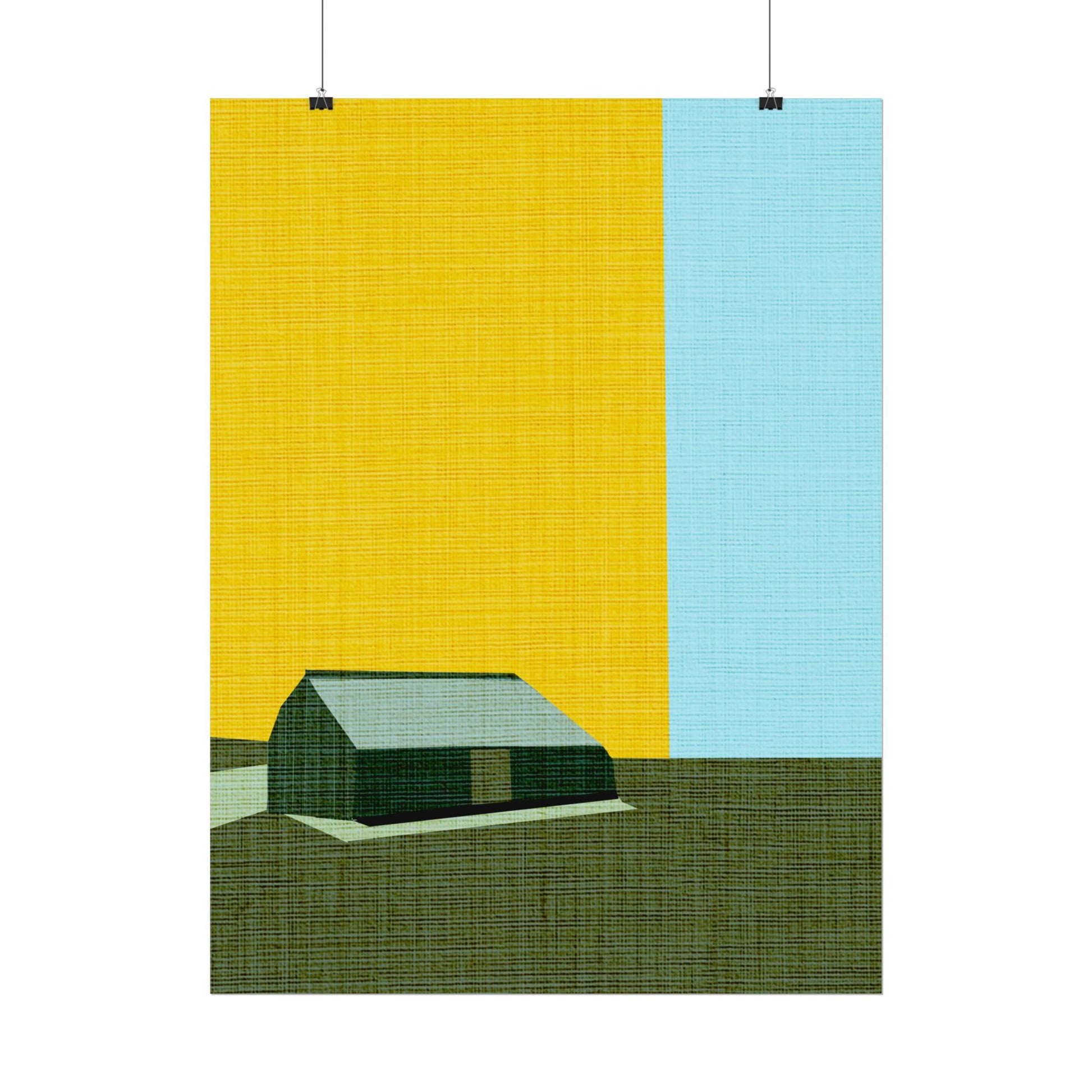 Midwest Modern Prairie Green Barn Landscape Print Rolled Poster | Wall Art, Midwest Mod, Prairie, Architecture