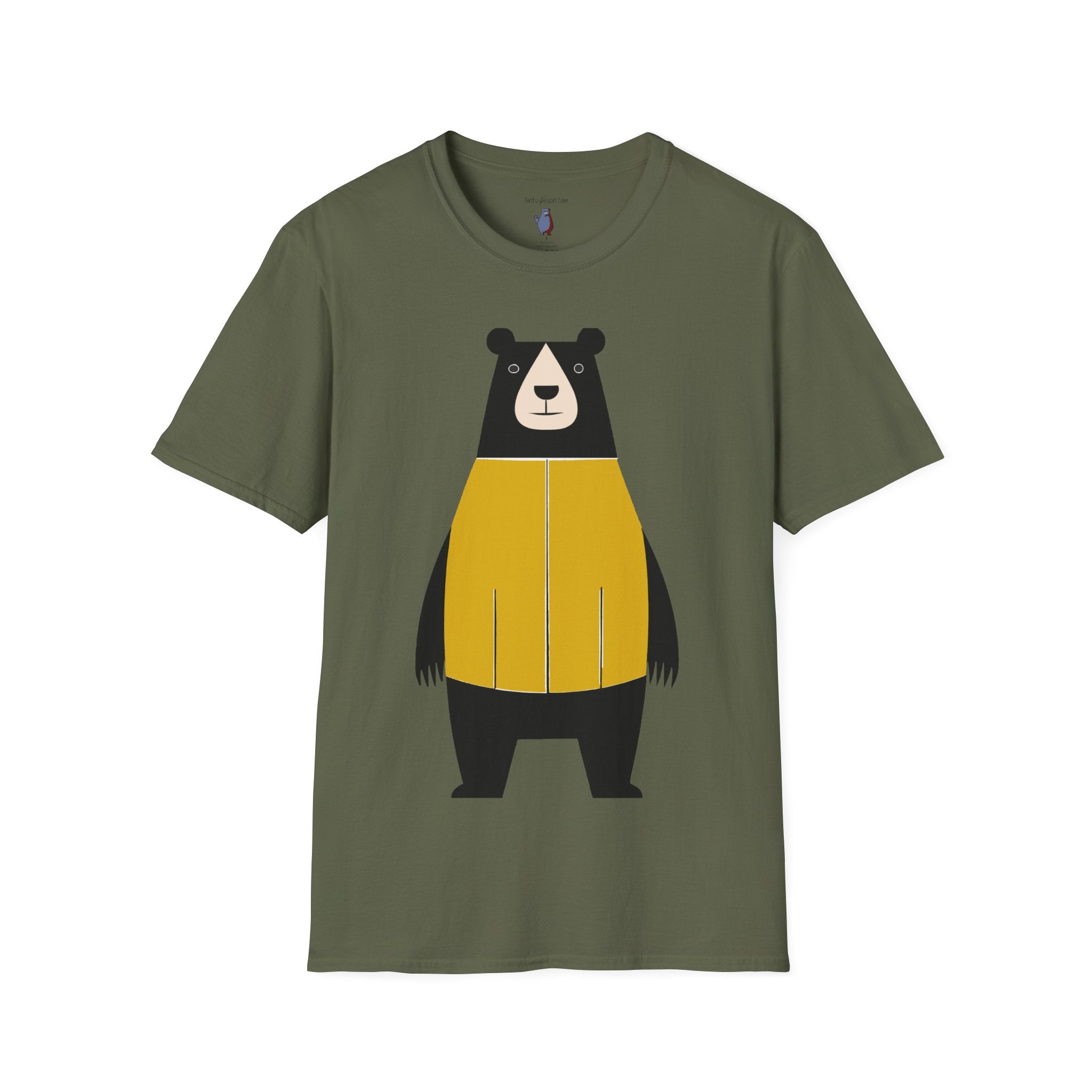Bear in Yellow Graphic Art - 100% Cotton T-Shirt