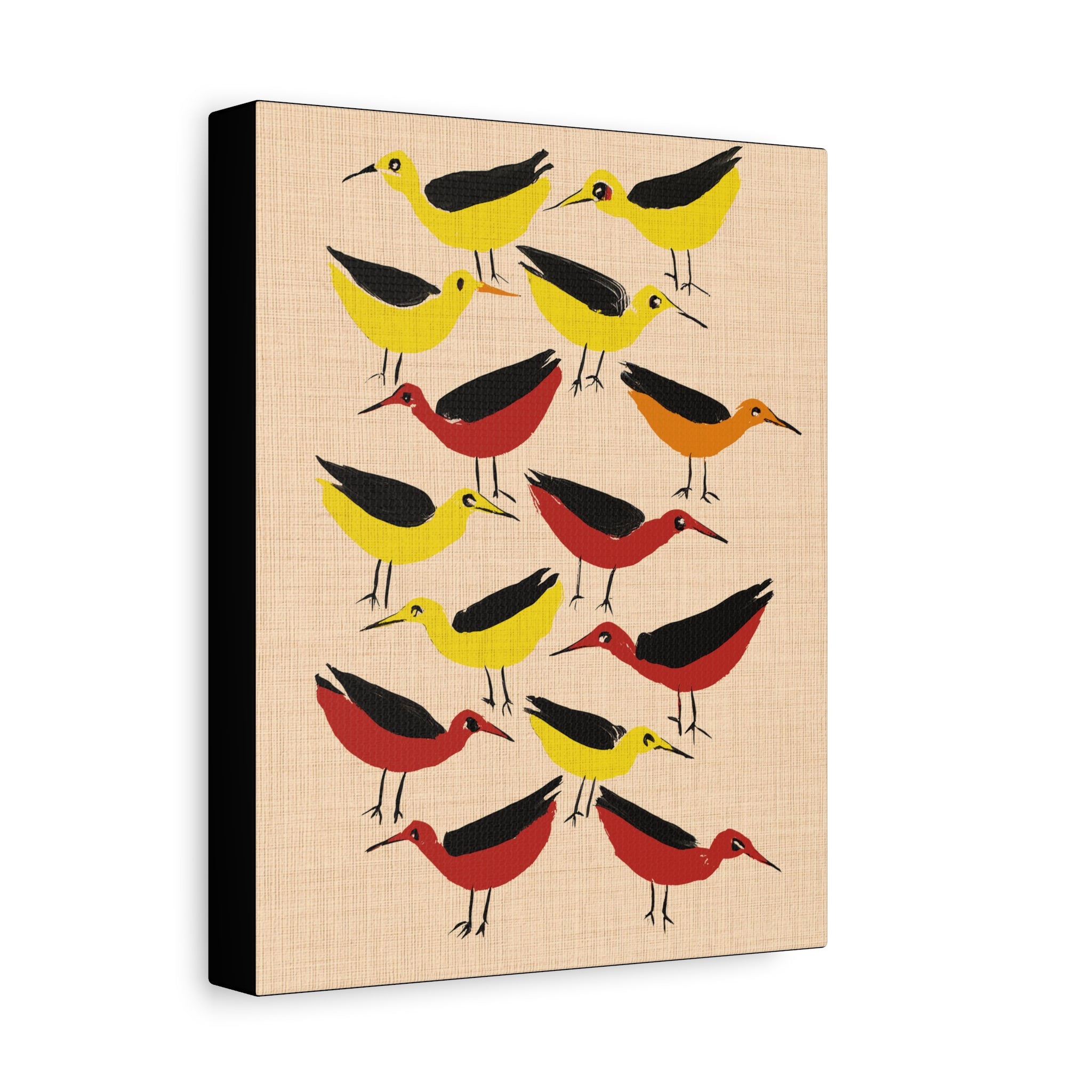 Midwest Modern Retro Bird Cluster Art Print  - Matte Canvas, Stretched, 1.25"