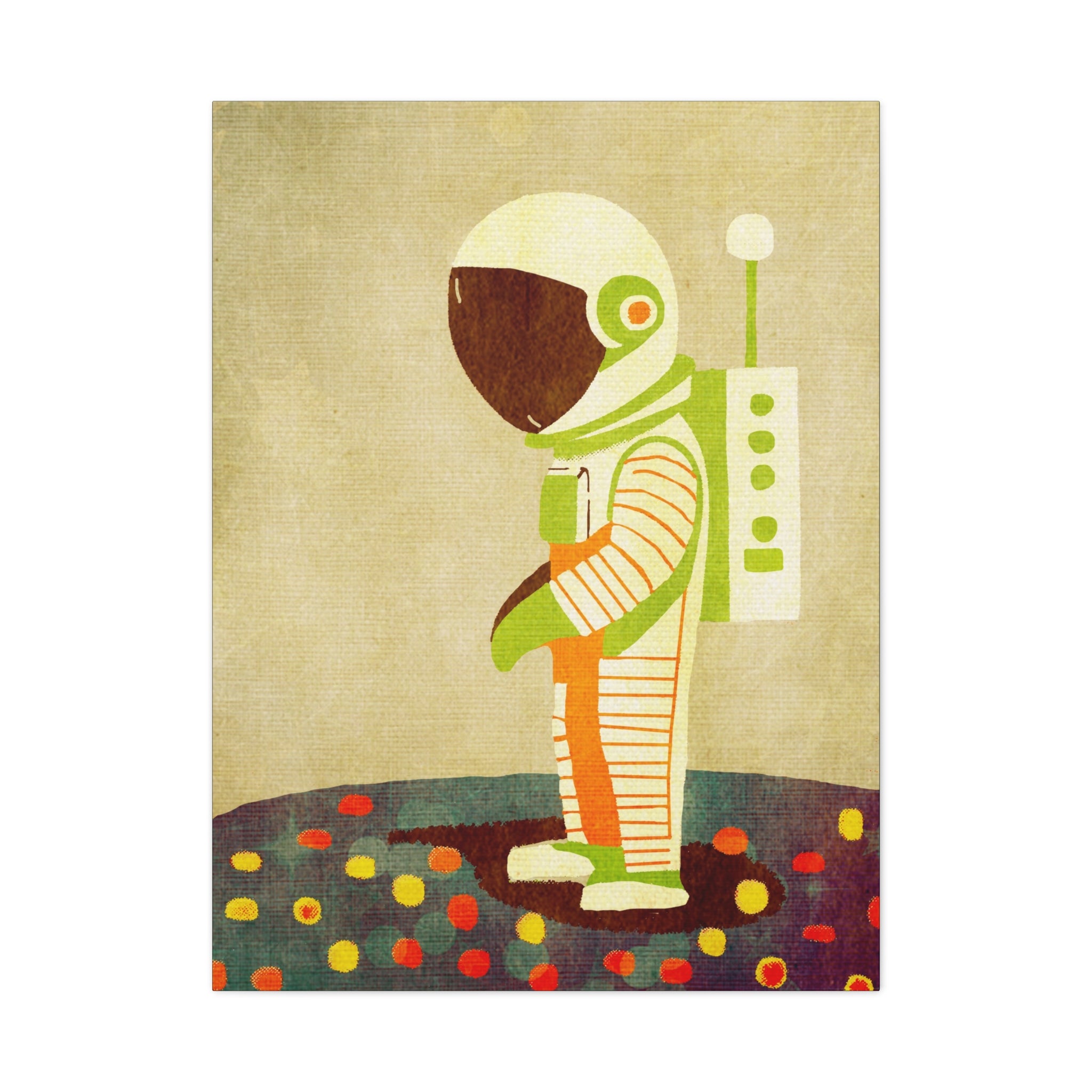 Midwest Modern Retro Space Explorer Astronaut  Art Print - Matte Canvas, Stretched, 1.25" -  home decor, wall art, space, astronaut