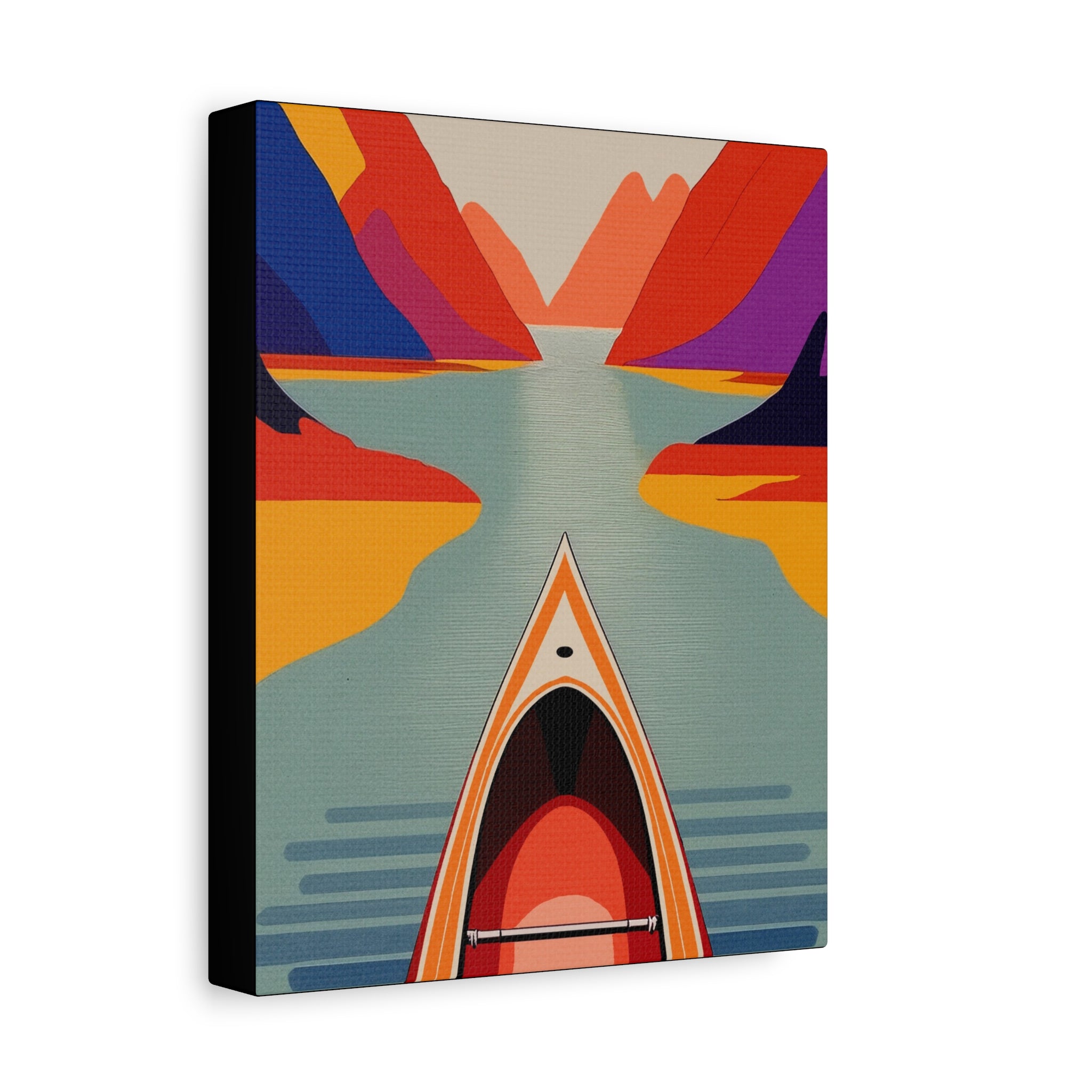 Midwest Modern Outdoor Activity Canoe Art Print - Matte Canvas, Stretched, 1.25"