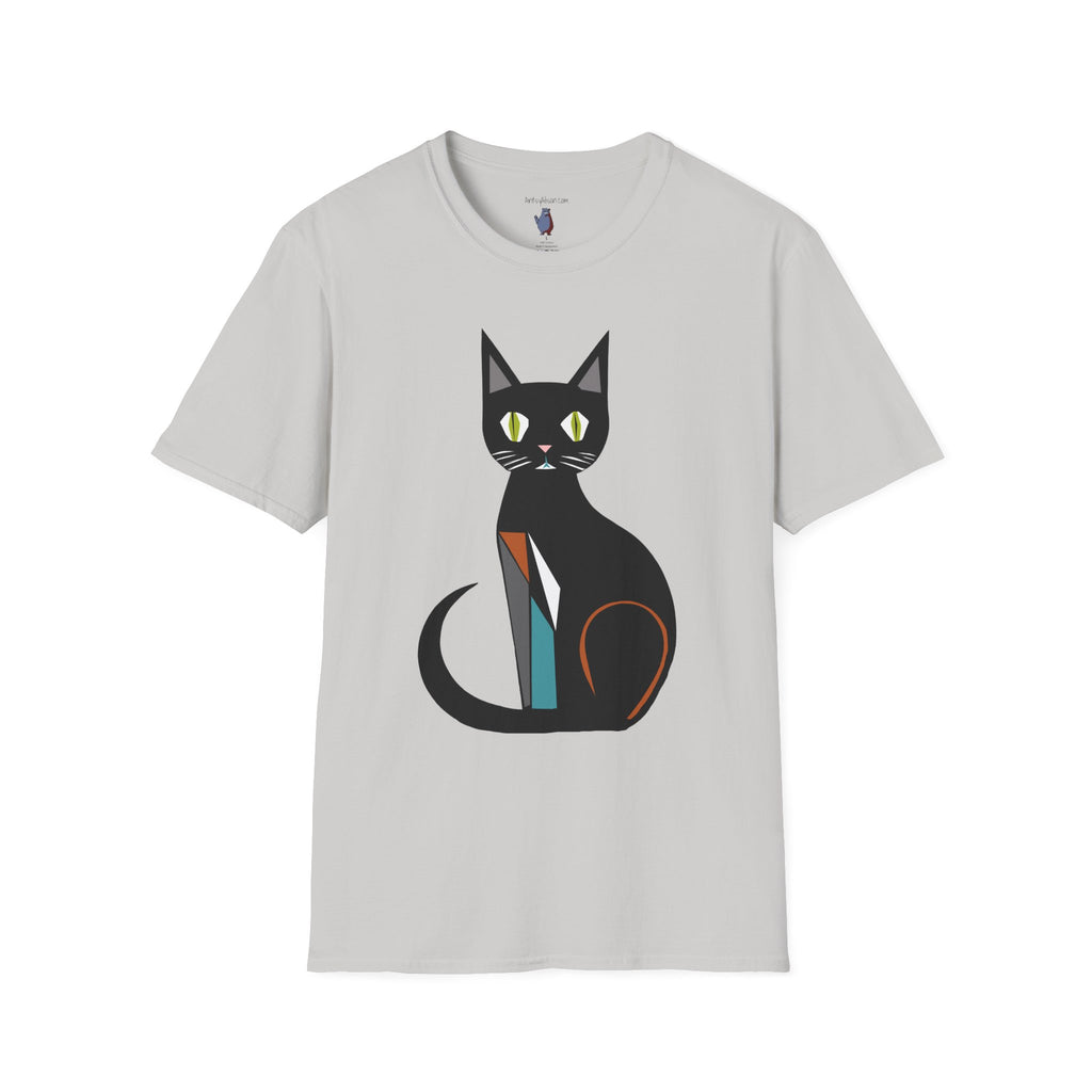Modern Black Cat Graphic Art Tee - 100% Cotton T-Shirt