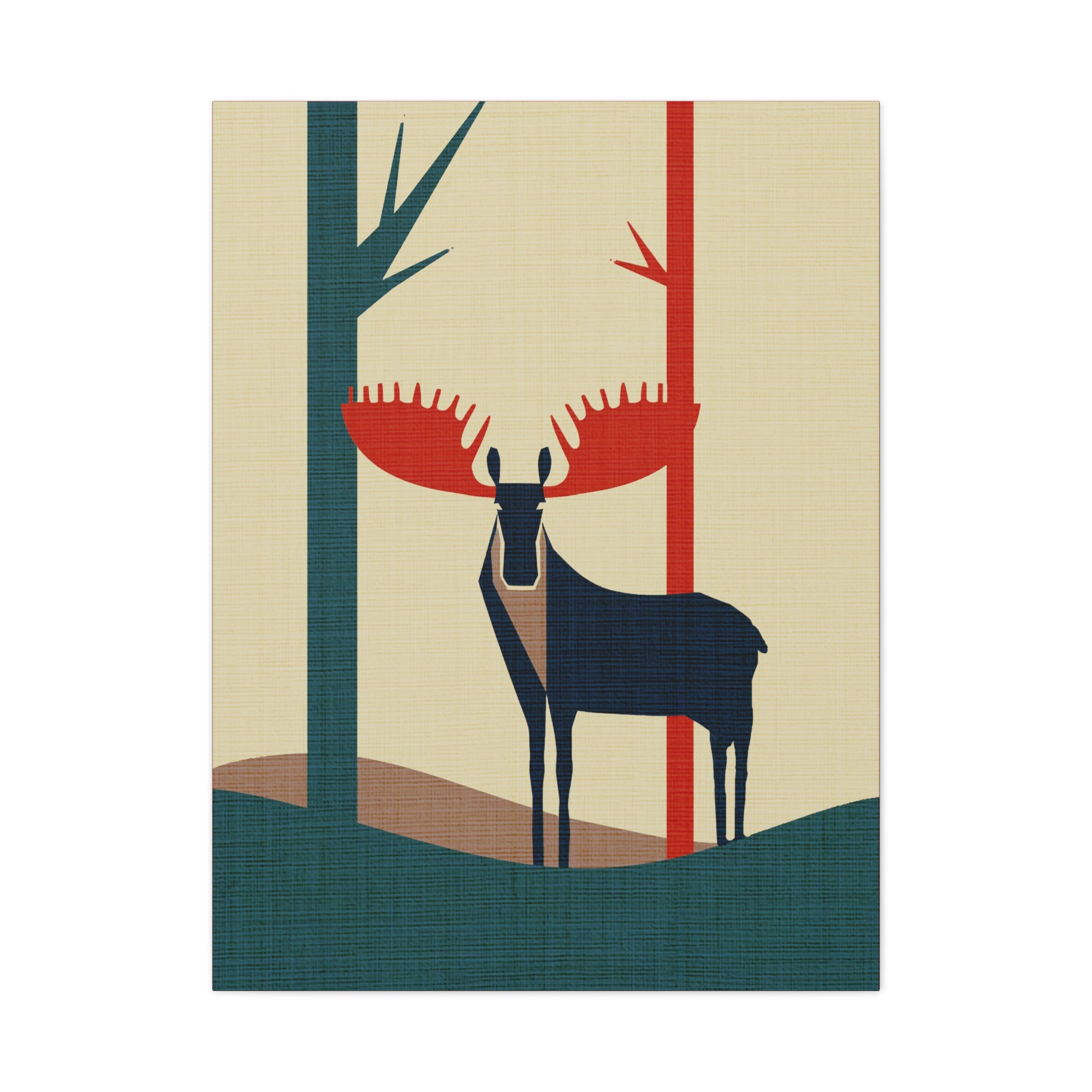 Midwest Mod Moose in Forest No. 2 Winter Print- Matte Canvas, Stretched, 1.25", holiday decor, winter, moose, forest