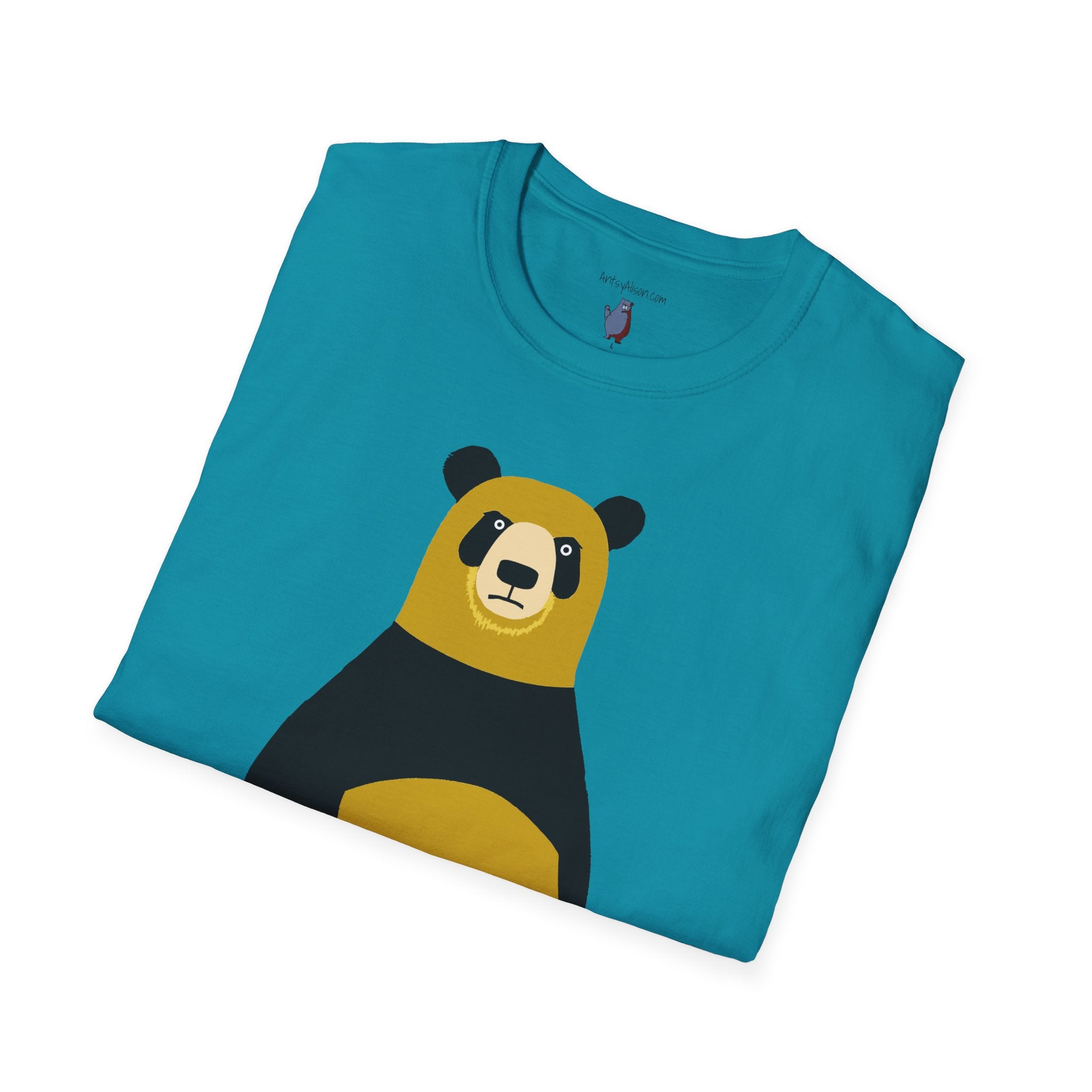Yellow and Black Bear Number 5 Graphic Art - 100% Cotton T-Shirt