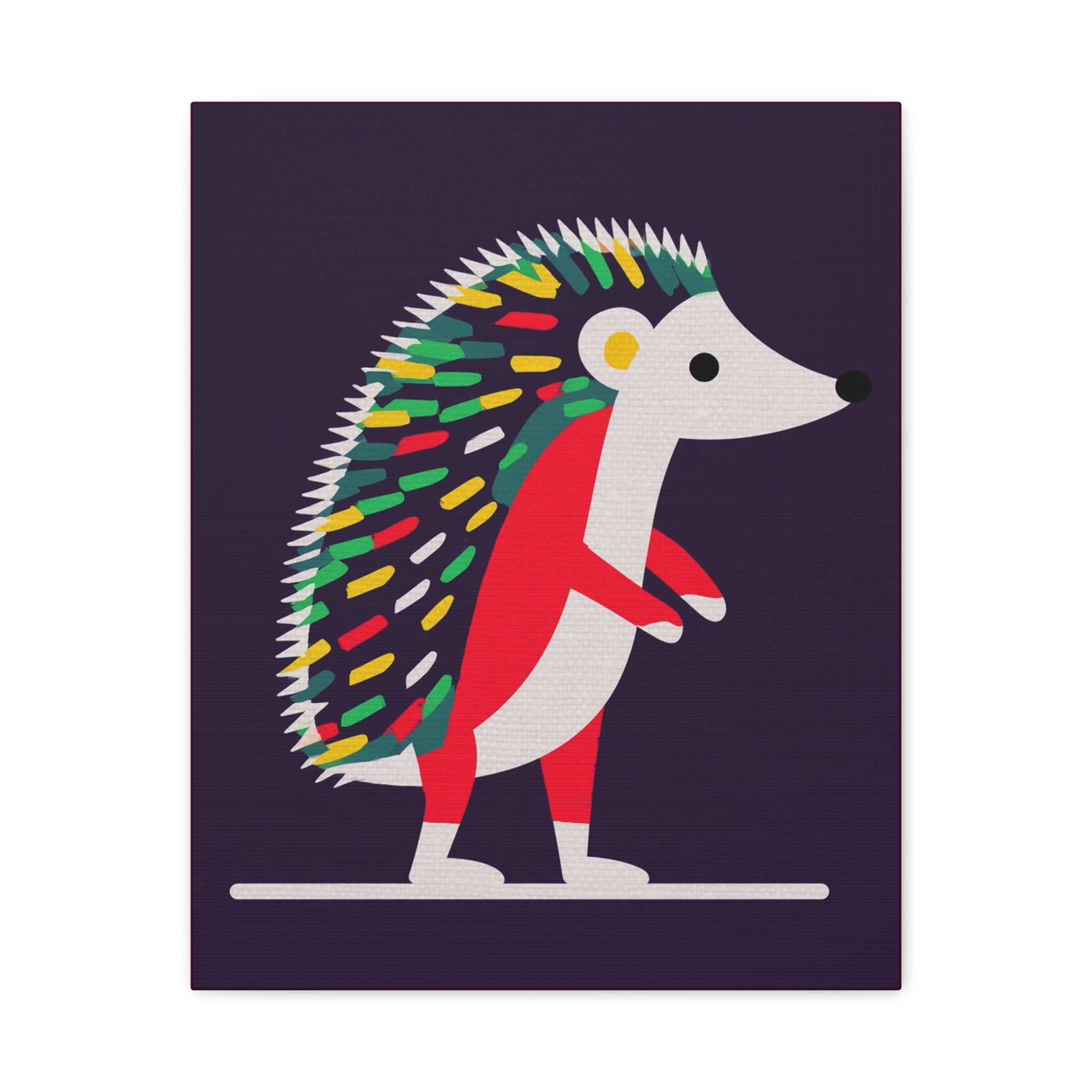 Midwest Modern Pop Art Style Hedgehog Print - Matte Canvas, Stretched, 1.25" - nursery, wall decor, fun art, bold, kids decor