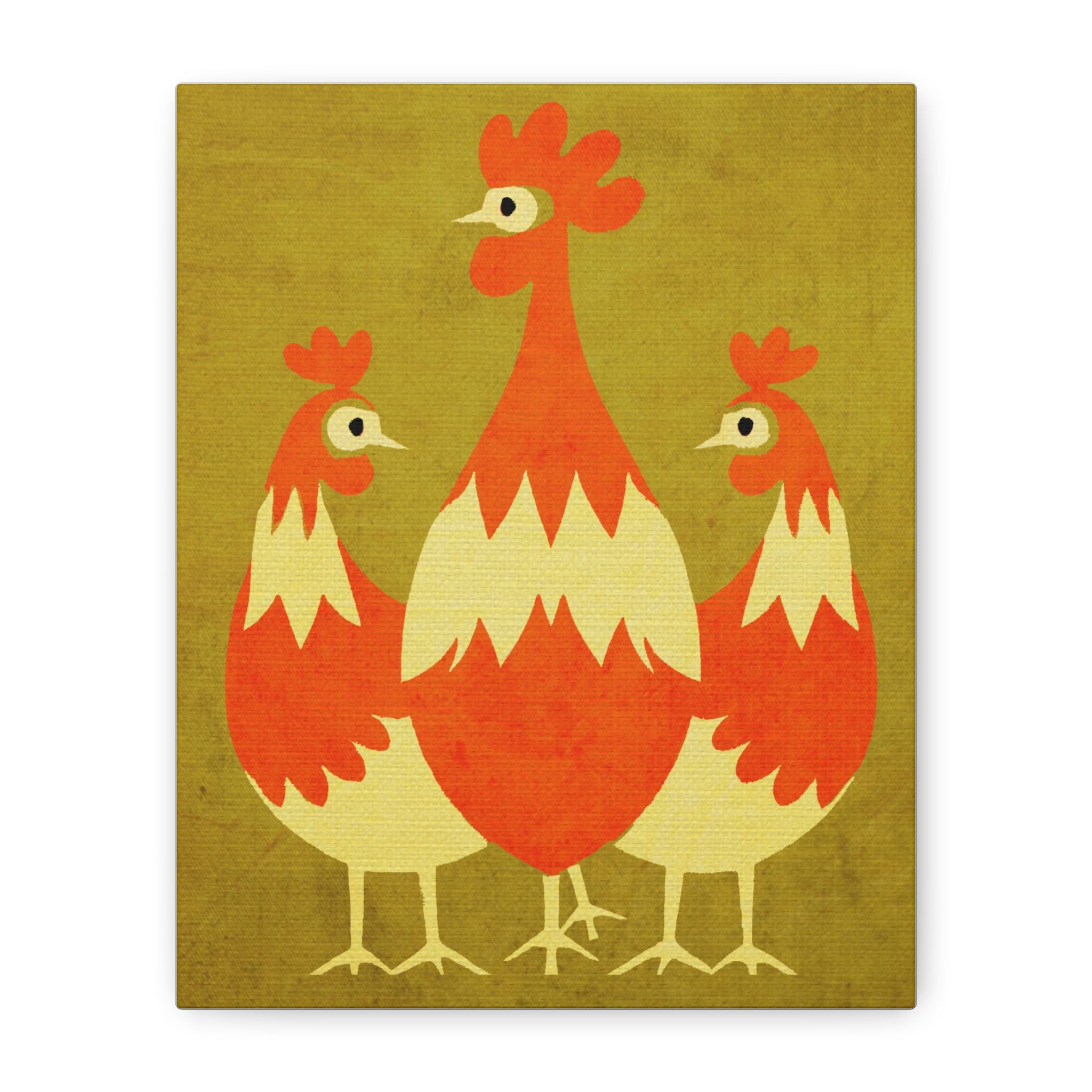 Midwest Modern Pop Art Chicken Trio Print - Matte Canvas, Stretched, 1.25"