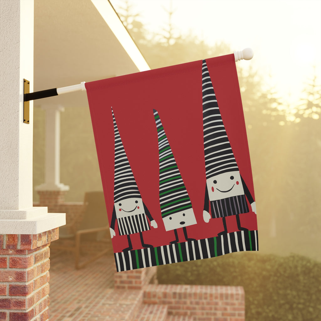 Seasonal Christmas Midwest Mod Three Holiday Elves Outdoor House Flag Garden Banner