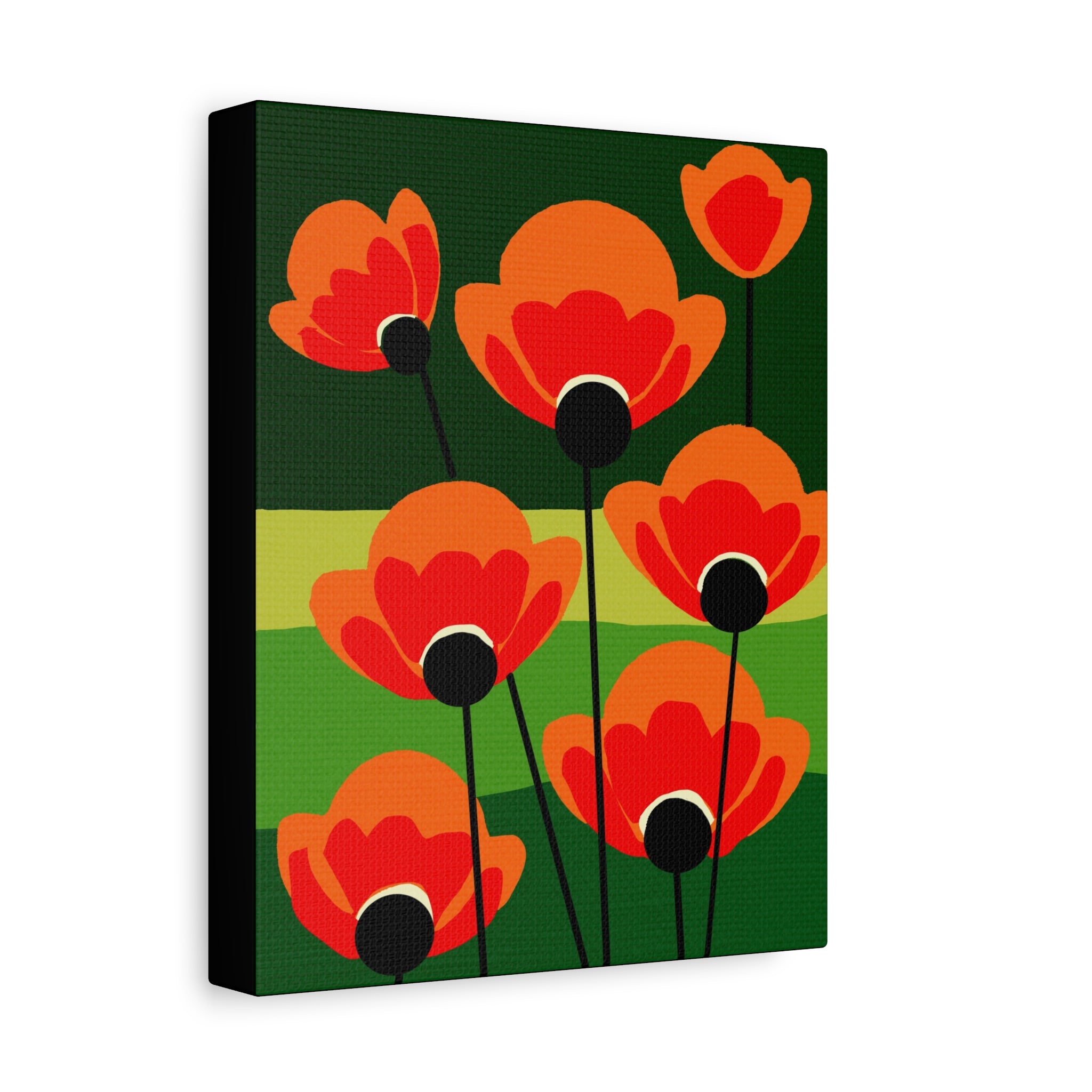 Midwest Modern Abstract Bold Poppies Print - Matte Canvas, Stretched, 1.25" -  home decor, wall art, nature, floral, poppy