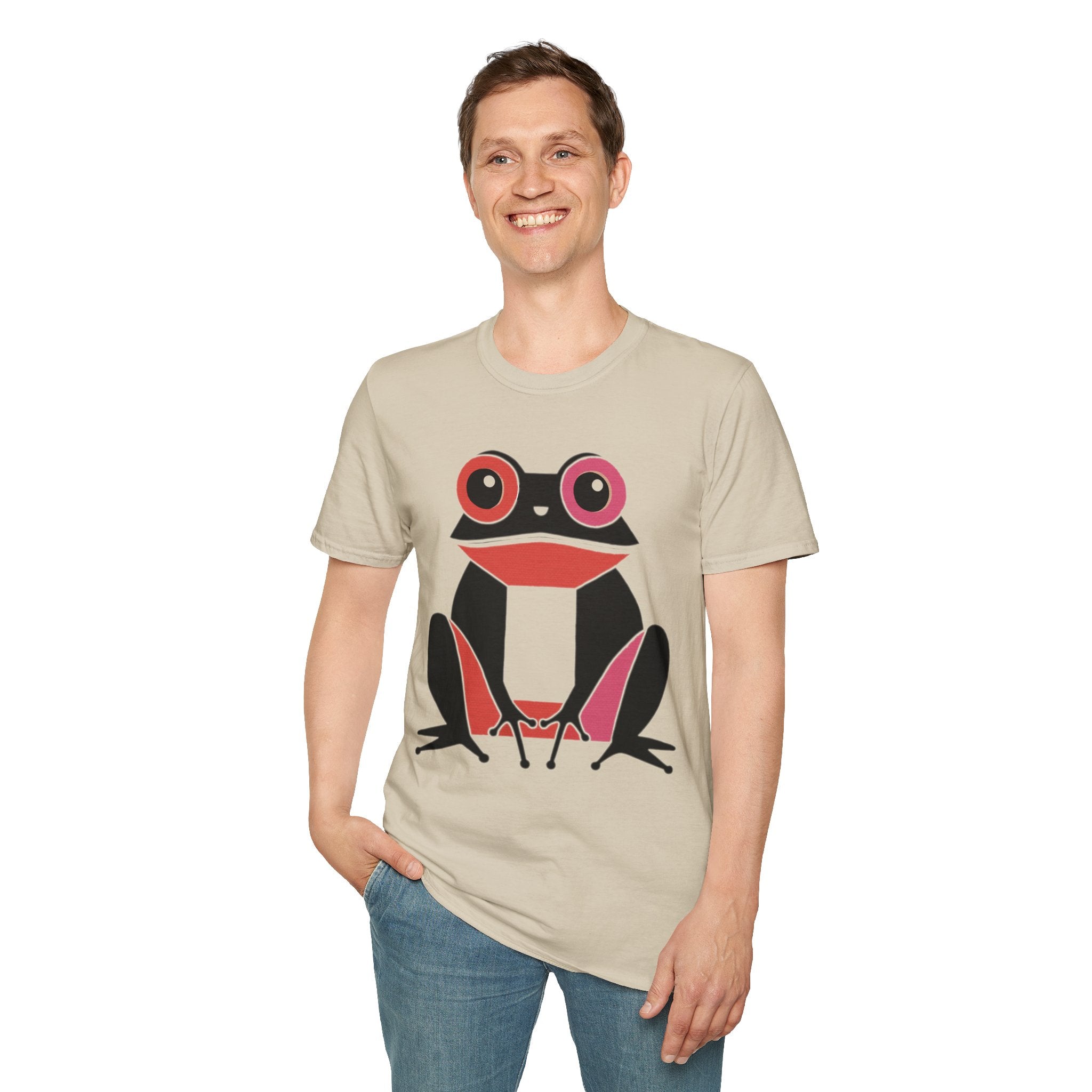 Midwest Modern Pop Iconic Blank and Pink Frog - 100% Cotton Graphic Tee - animal lovers, frogs, amphibians, black, pink