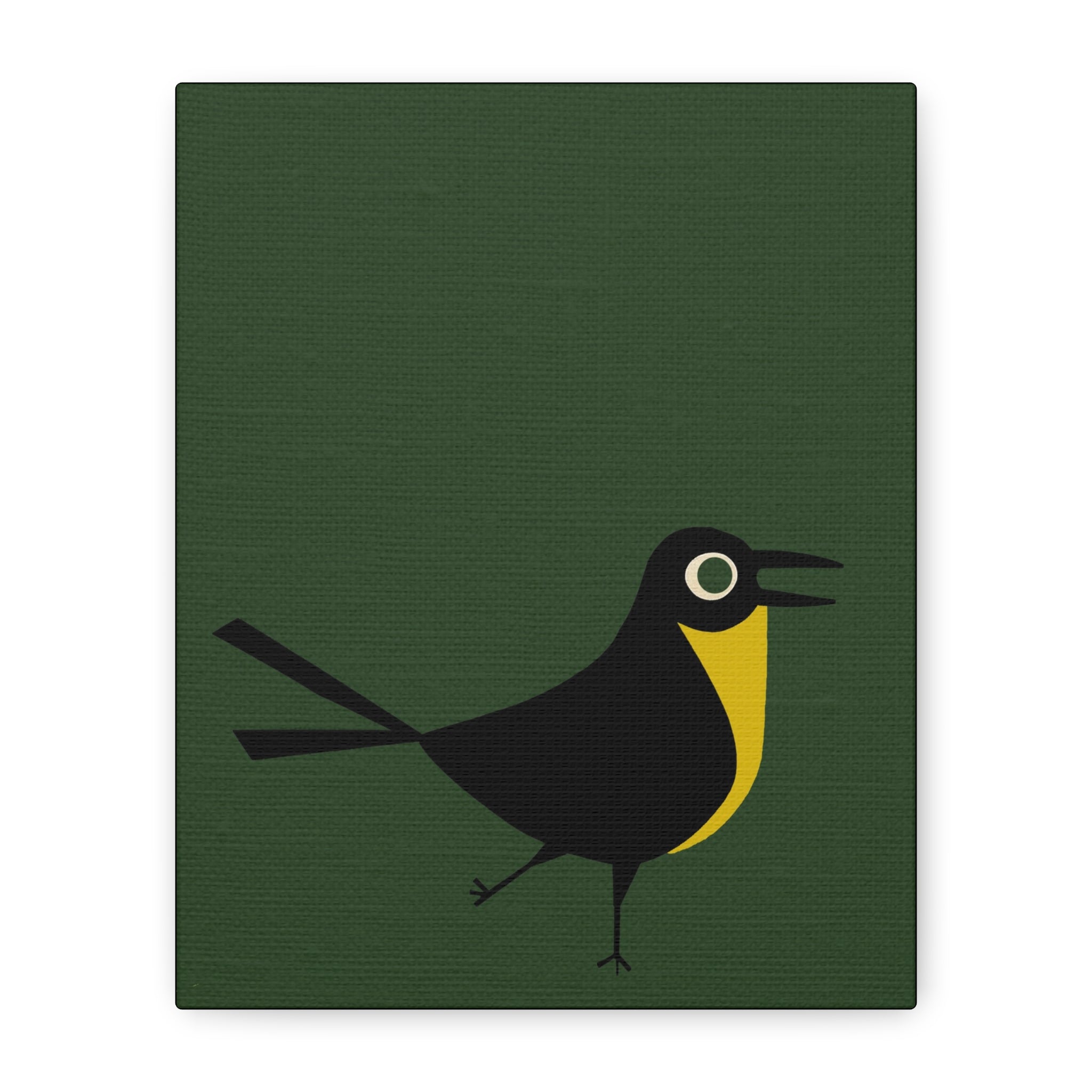 Midwest Modern Happy Bird Print - Matte Canvas, Stretched, 1.25" - wall decor, fun art, modern, simple, graphic, bird, green, happy