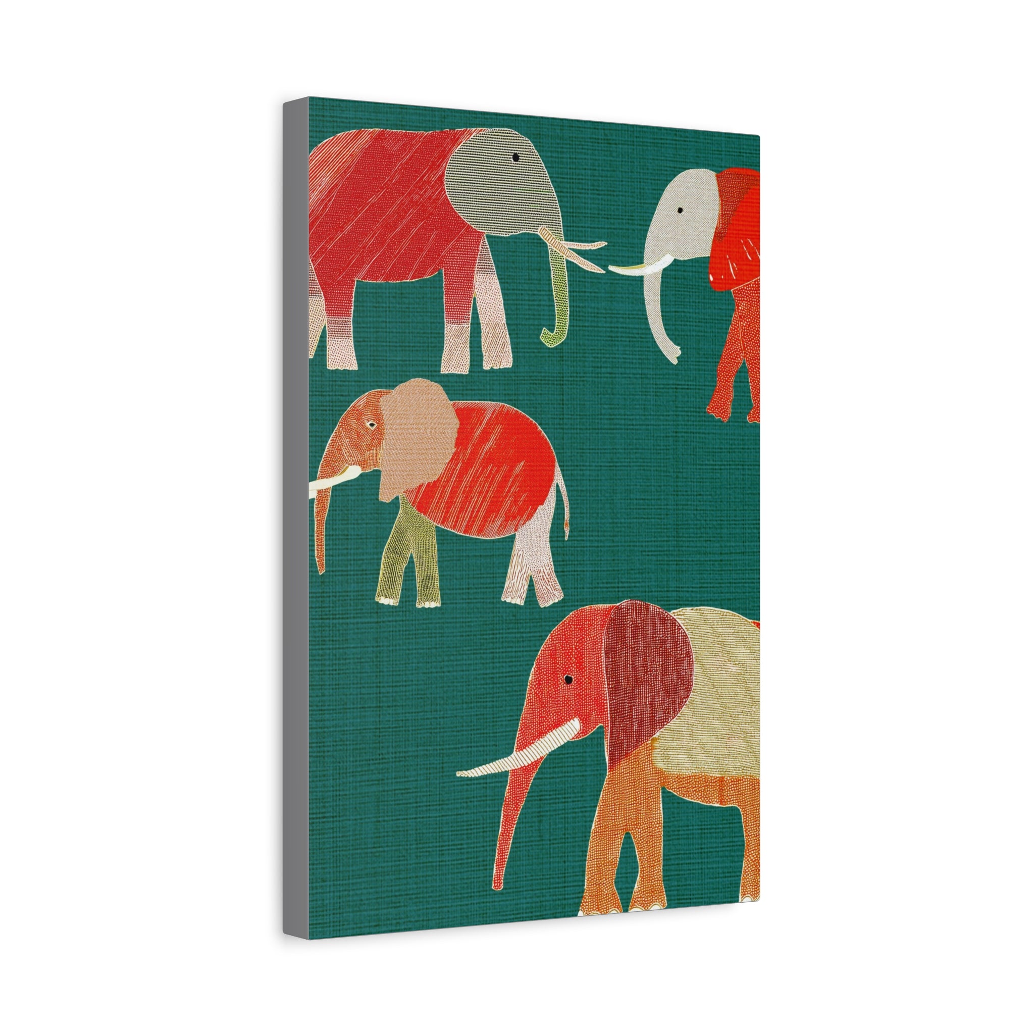 Midwest Modern Pop Art Elephant March - Matte Canvas, Stretched, 1.25" - wall decor, fun art, modern, simple, graphic, nature, elephant