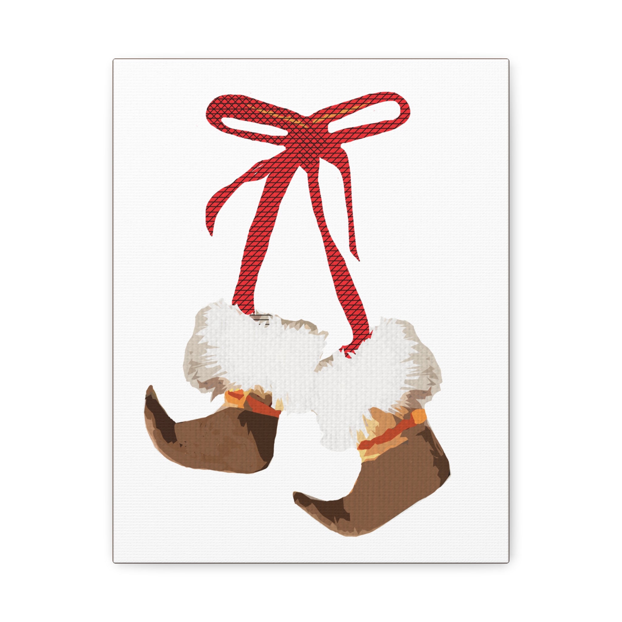 Midwest Mod Holiday Moccasin Fur Elf Shoes Print- Matte Canvas, Stretched, 1.25", holiday decor, Christmas, Santa, Wintergreen, Claus, Kirs Kringle