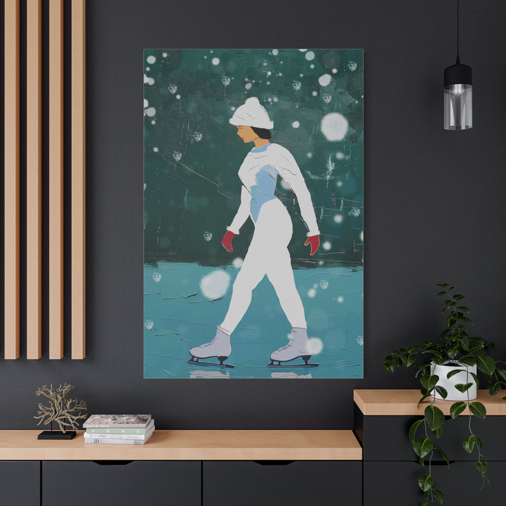 Abstract Winter Ice Skater - Matte Canvas, Stretched, 1.25"