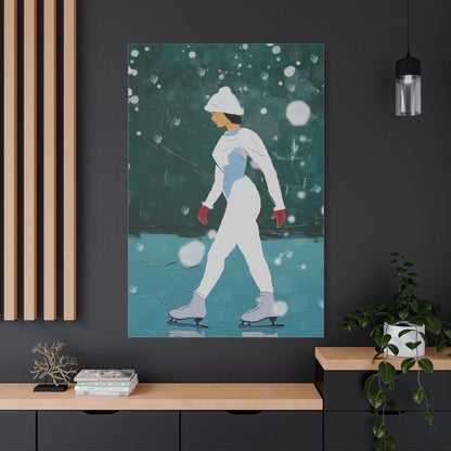 Abstract Winter Ice Skater - Matte Canvas, Stretched, 1.25"