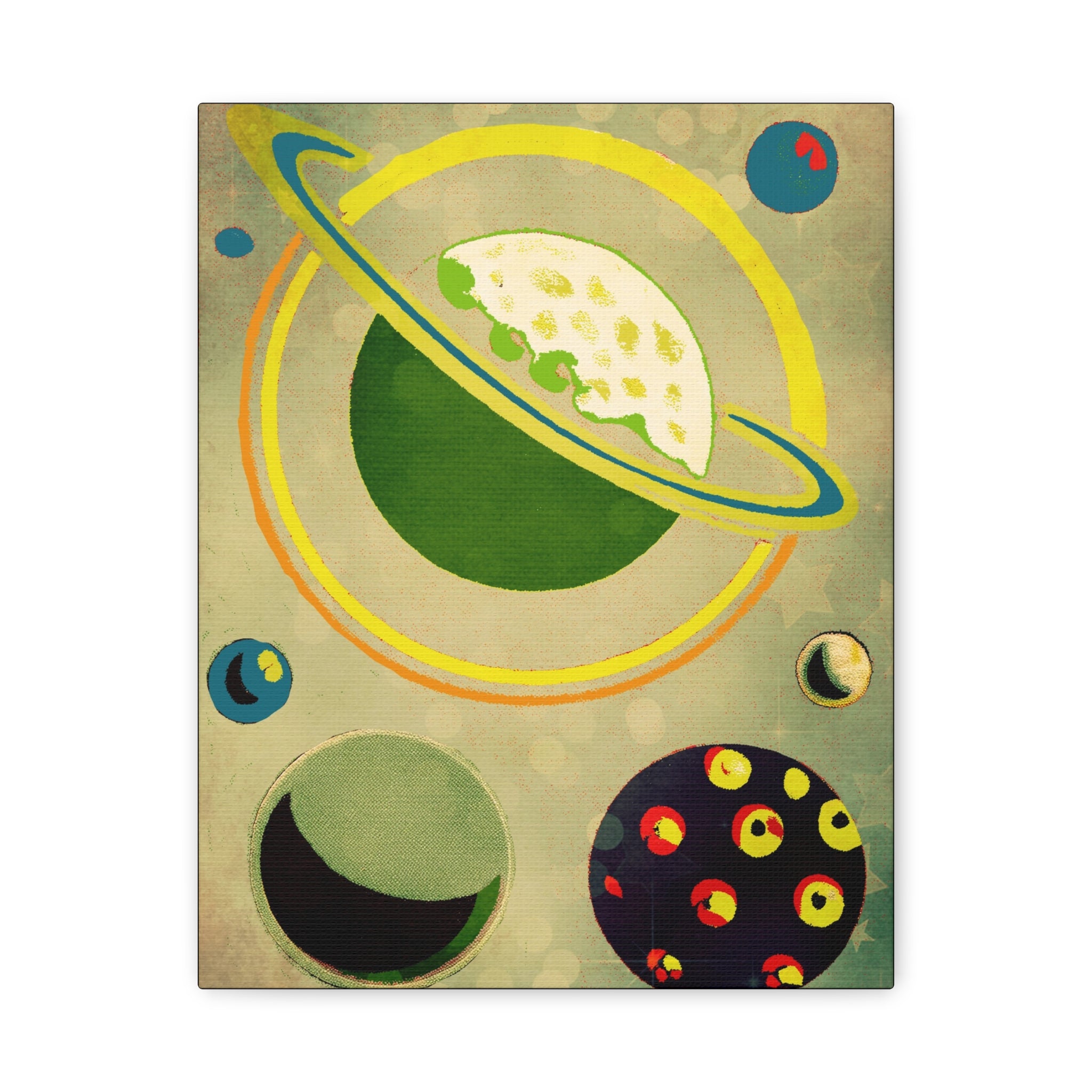 Midwest Modern Retro Colorful Planets  Art Print - Matte Canvas, Stretched, 1.25" -  home decor, wall art, space, astrology, planet