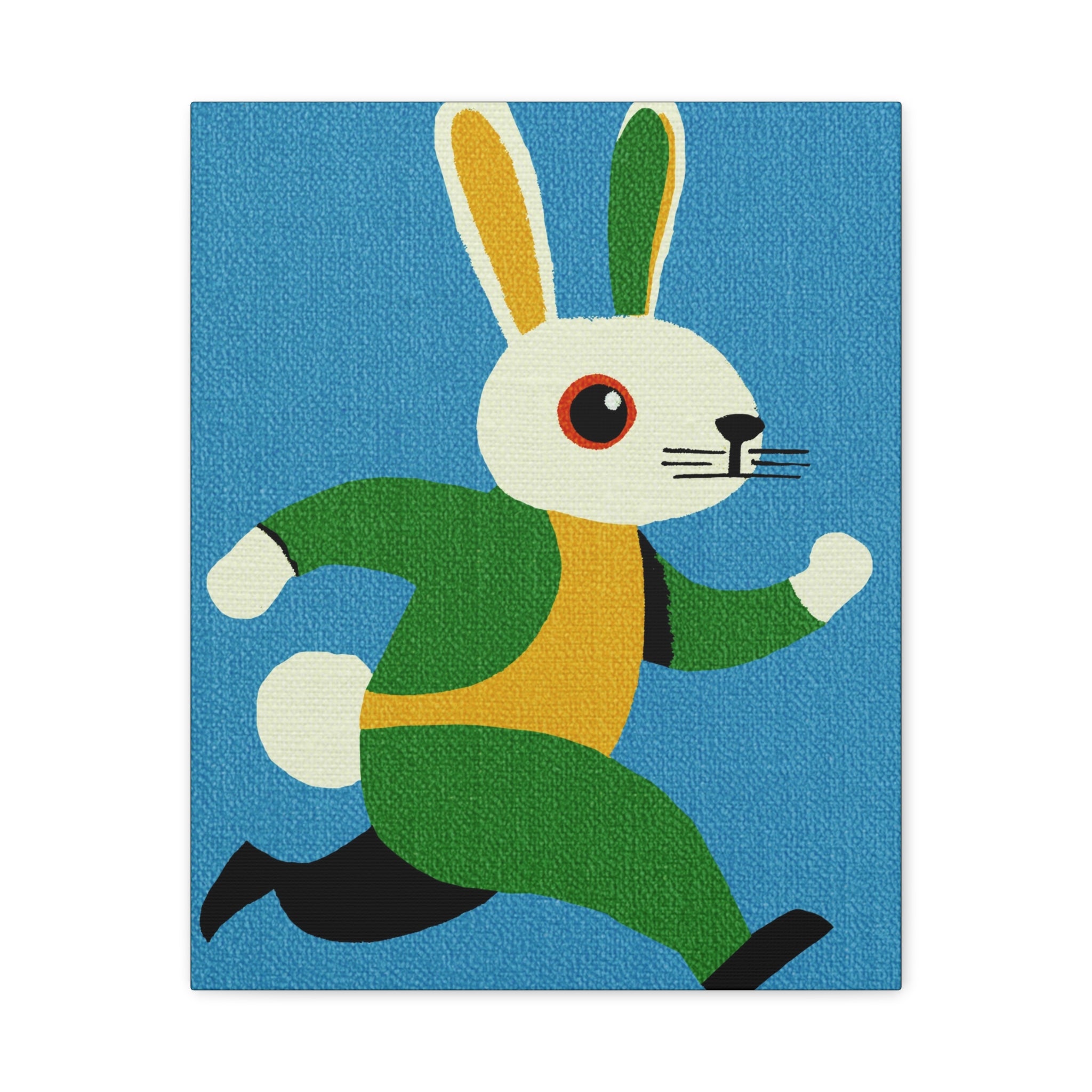 Midwest Modern Pop Art Run Rabbit Run #1 Art Print - Matte Canvas, Stretched, 1.25" -  home decor, wall art, bunny, spring, easter, rabbit