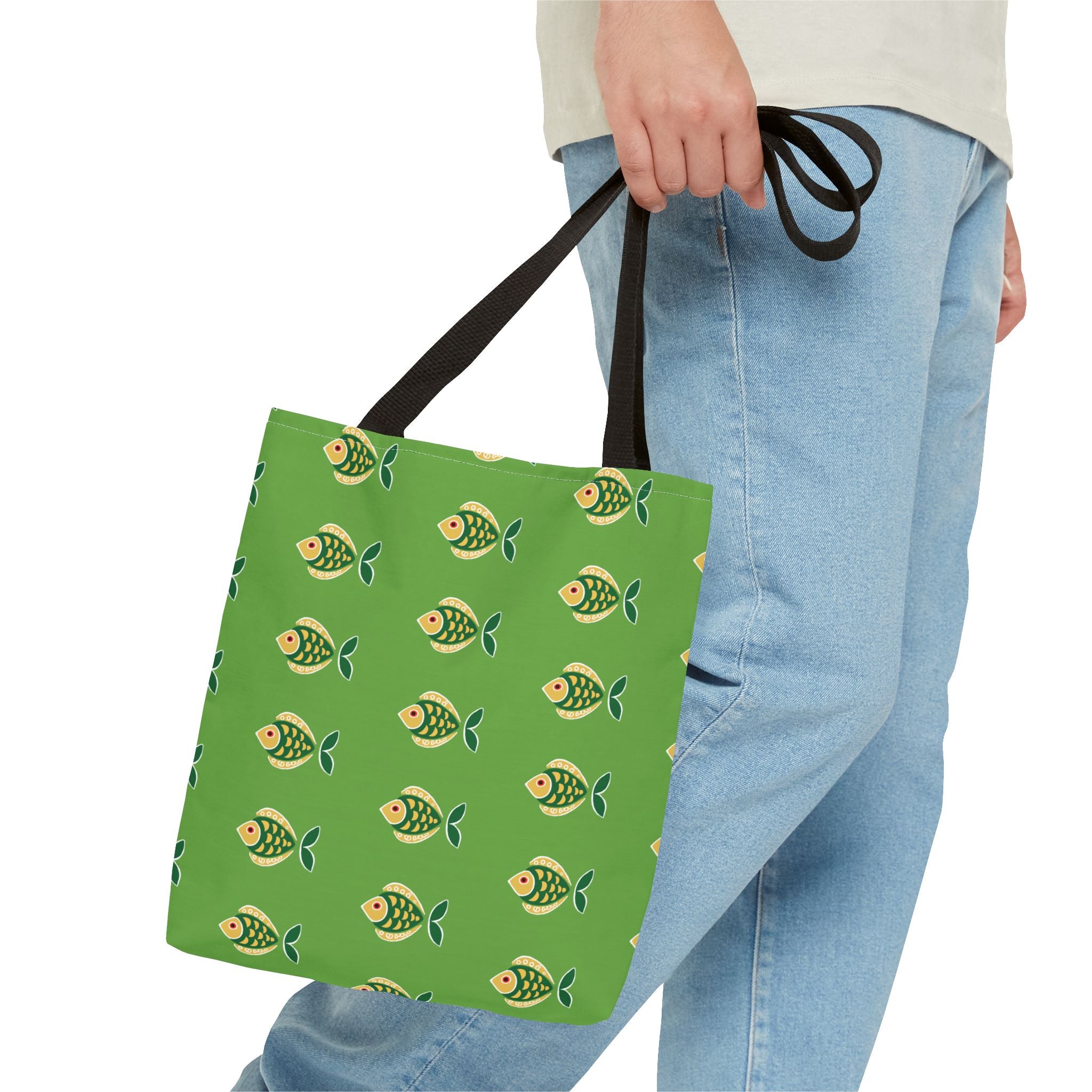 Midwest Mod Green Fish Tote Bag, Eco-Friendly Shopping Bag, Beach Tote, Gift for Nature Lovers, Summer Accessory, Lightweight Carryall