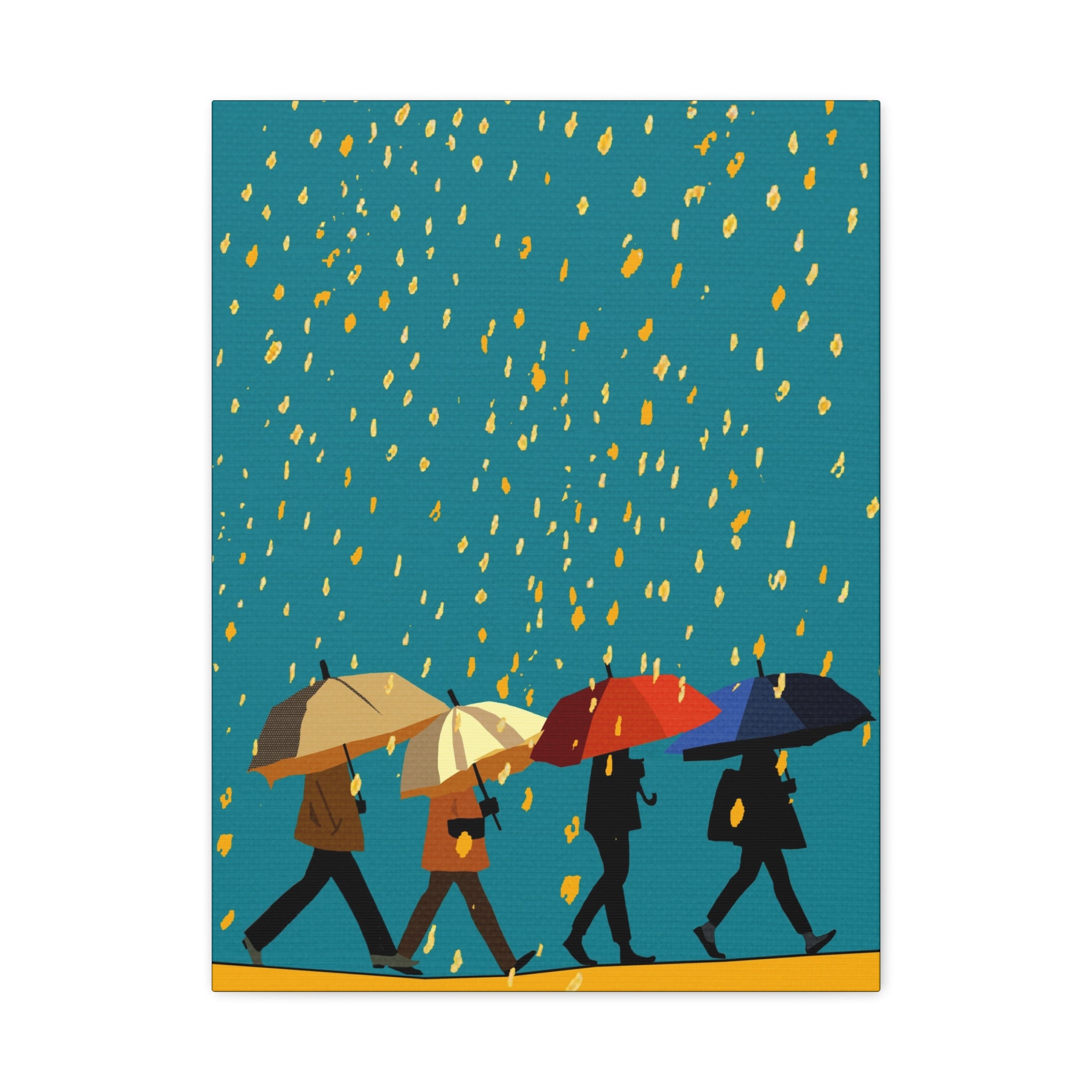 Modern Rainy Day on the Move Art Print - Matte Canvas, Stretched, 1.25" -  home decor, wall art, rain, umbrella