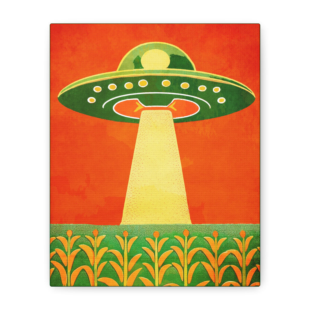 Midwest Modern UFO and Corn Art Print - Matte Canvas, Stretched, 1.25"