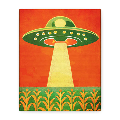 Midwest Modern UFO and Corn Art Print - Matte Canvas, Stretched, 1.25"