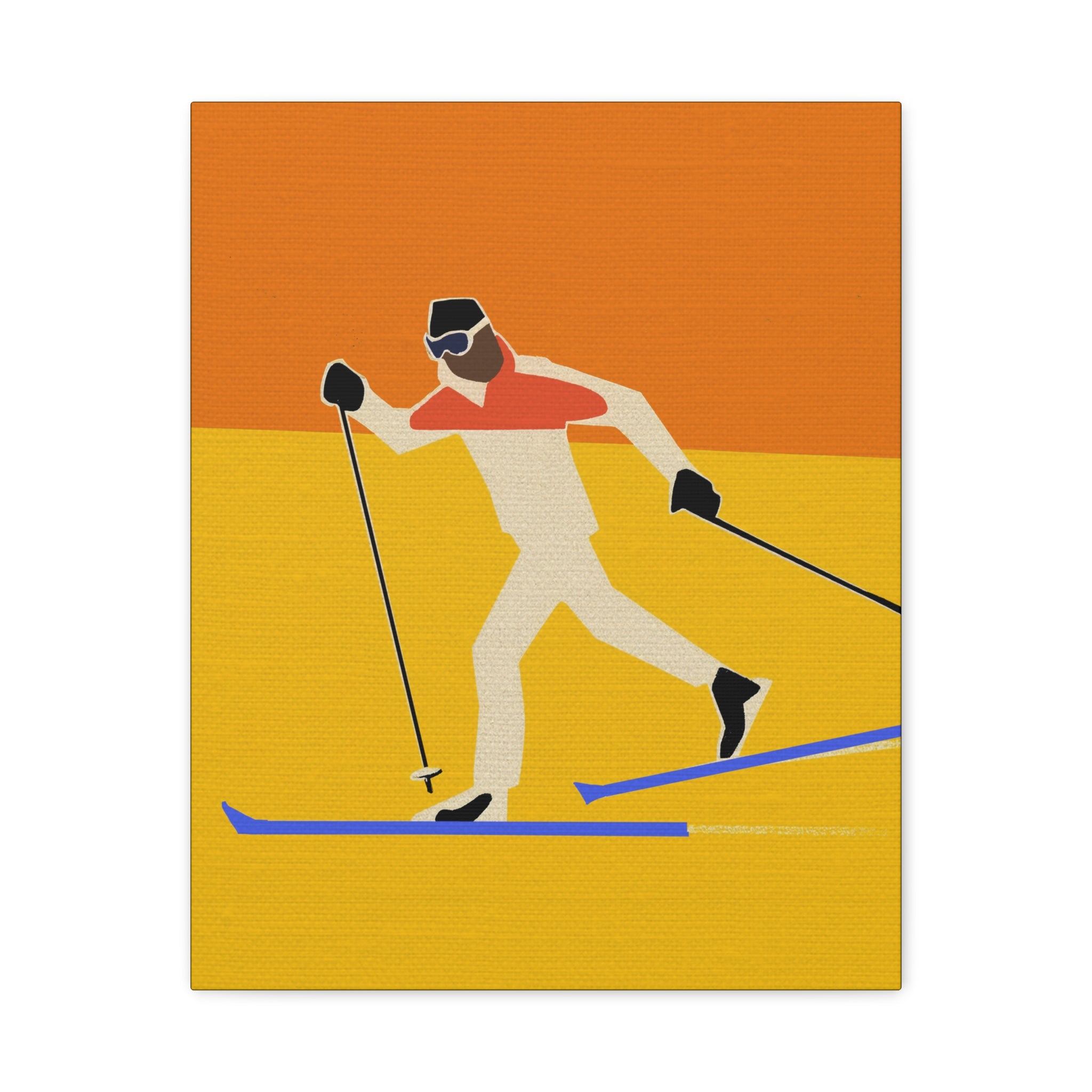 Midwest Mod Seasonal Winter Art Print - Pop Art Cross Country Skier - Matte Canvas, Stretched, 1.25"