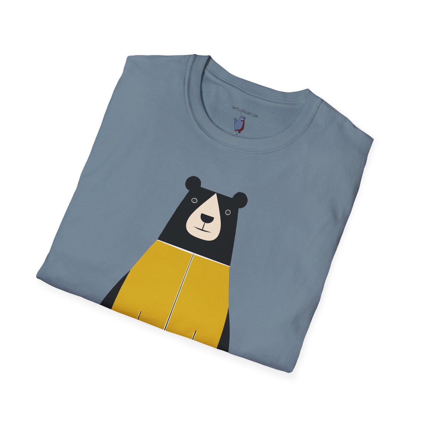 Bear in Yellow Graphic Art - 100% Cotton T-Shirt