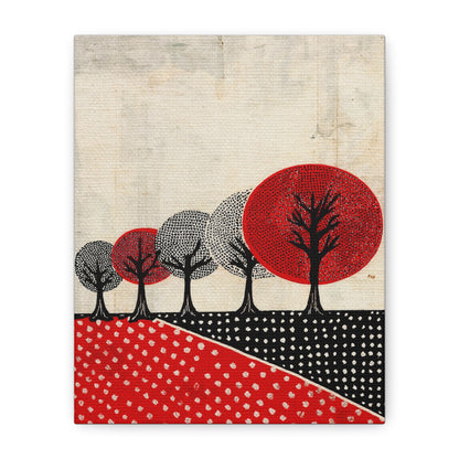 Modern Black and Red Prairie Landscape - Matte Canvas, Stretched, 1.25"
