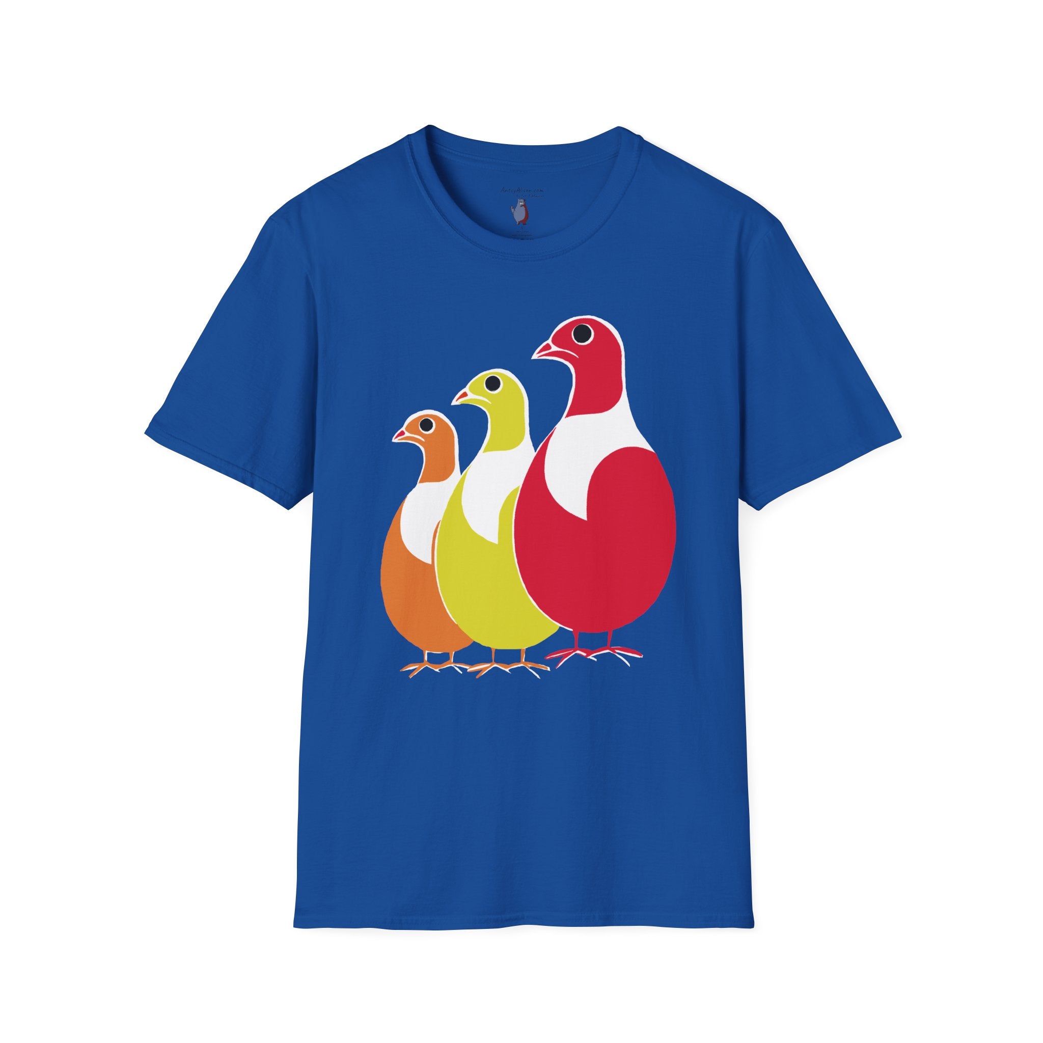 Midwest Modern Pop Art Partridge Trio in Reds - 100% Cotton Graphic Tee - animal lovers, cute, partridge, bird
