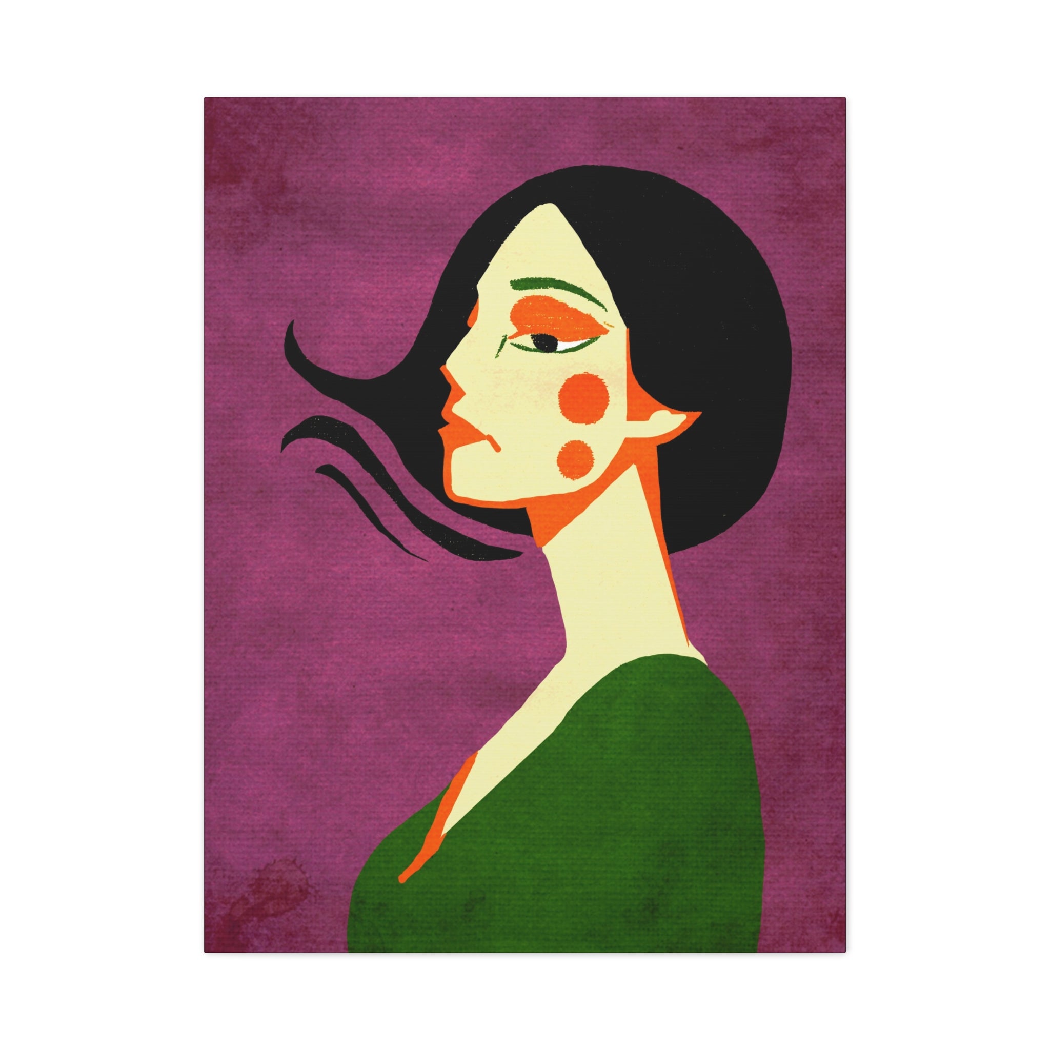 Midwest Modern Pop Art Girl Portrait No. 3 Print - Matte Canvas, Stretched, 1.25" -  home decor, wall art, portrait, woman