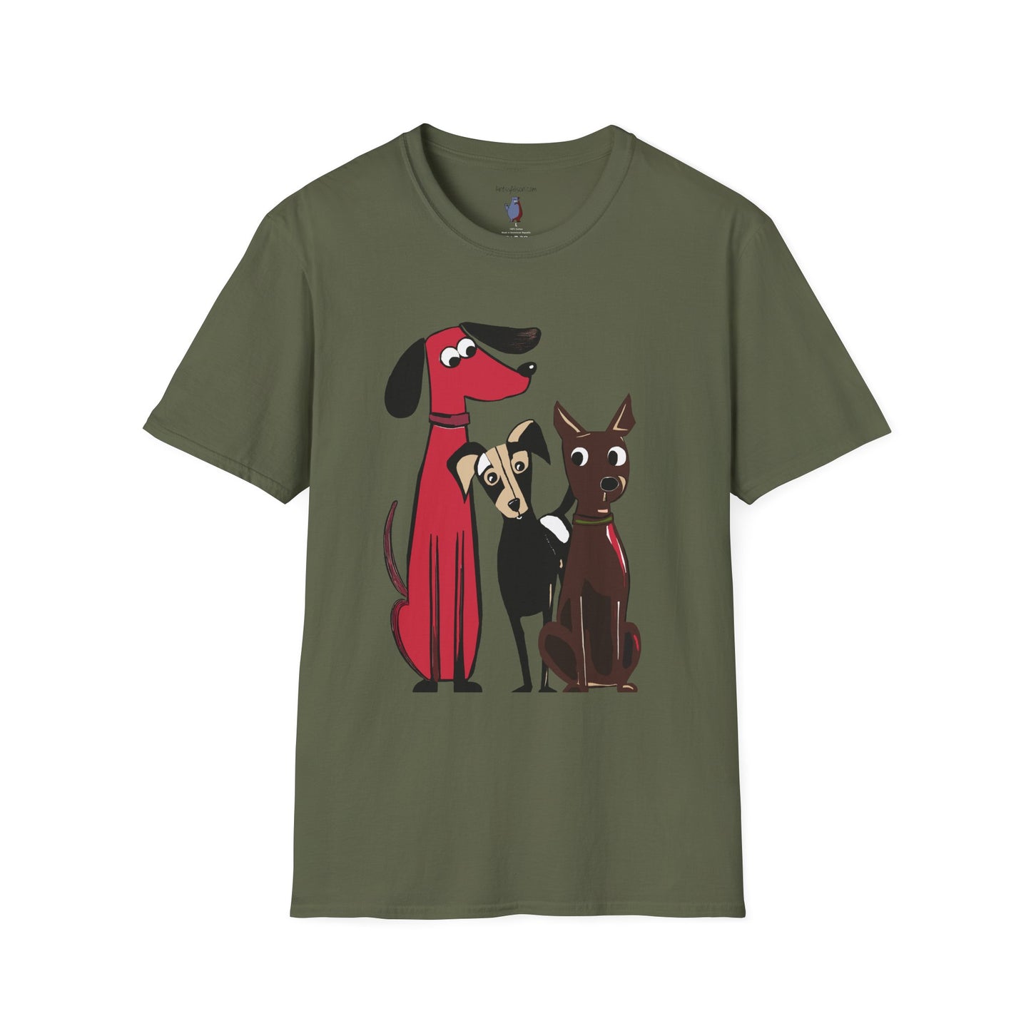 Retro Dog Trio Graphic Art - 100% Cotton T-Shirt