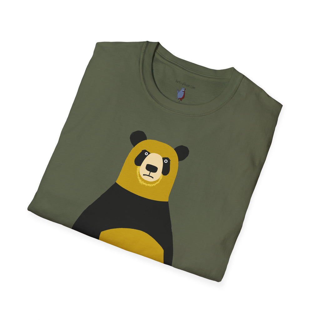 Yellow and Black Bear Number 5 Graphic Art - 100% Cotton T-Shirt