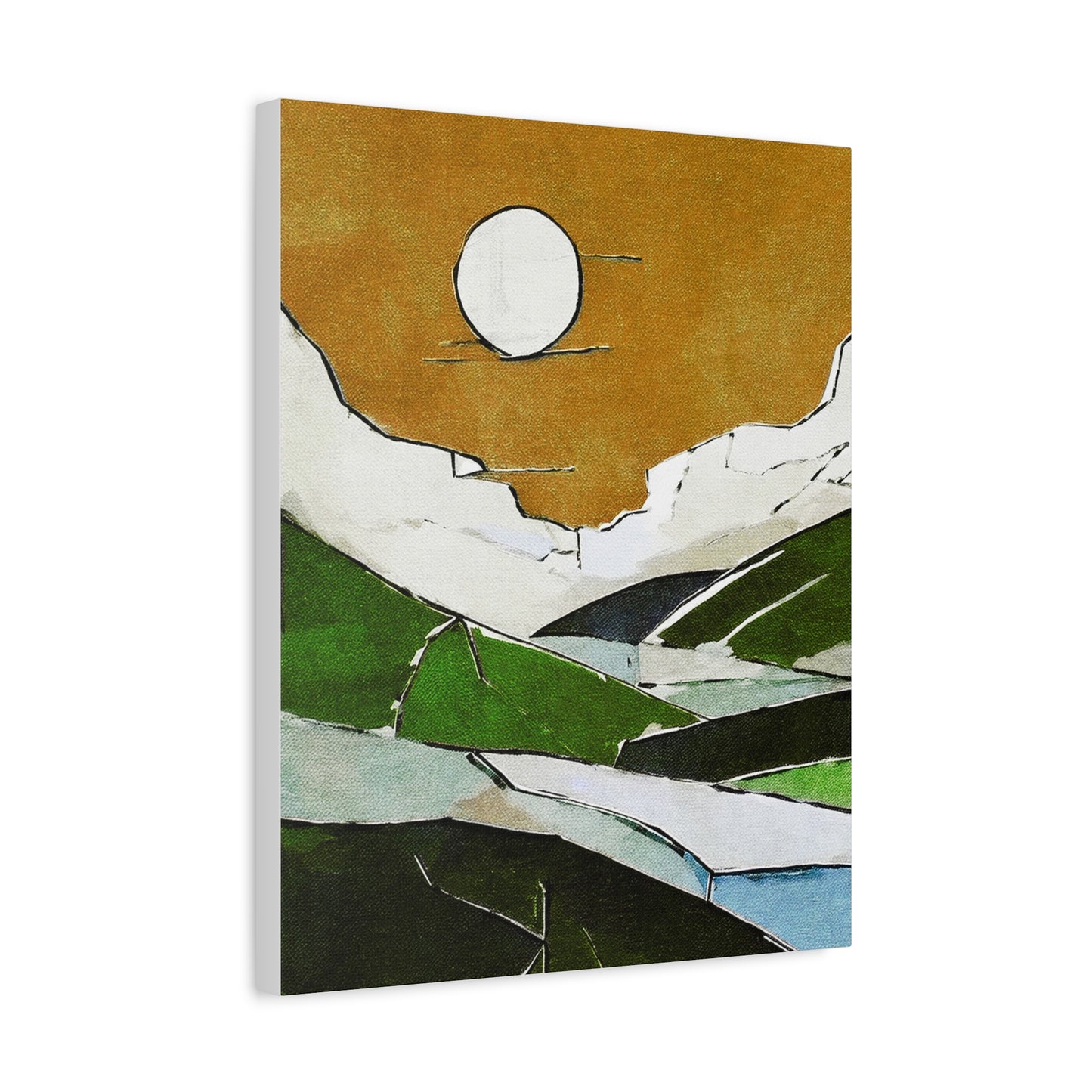 Mid Century Modern Inspired Prairie Landscape Graphic Art Print - Matte Canvas, Stretched, 1.25"