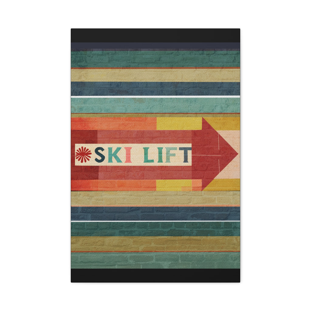Midwest Mod Seasonal Winter Art Print Ski Lift Sign - Matte Canvas, Stretched, 1.25"
