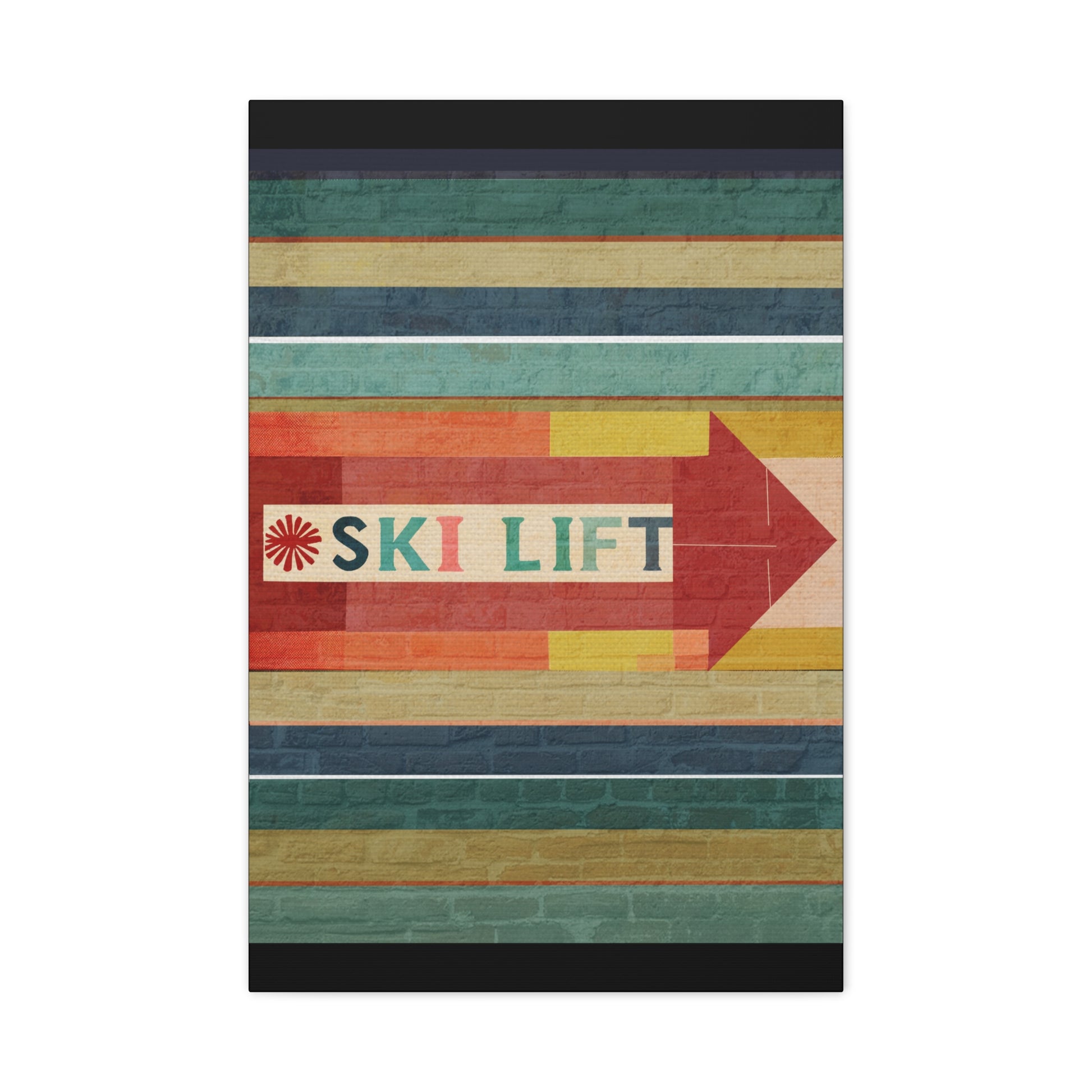 Midwest Mod Seasonal Winter Art Print Ski Lift Sign - Matte Canvas, Stretched, 1.25"