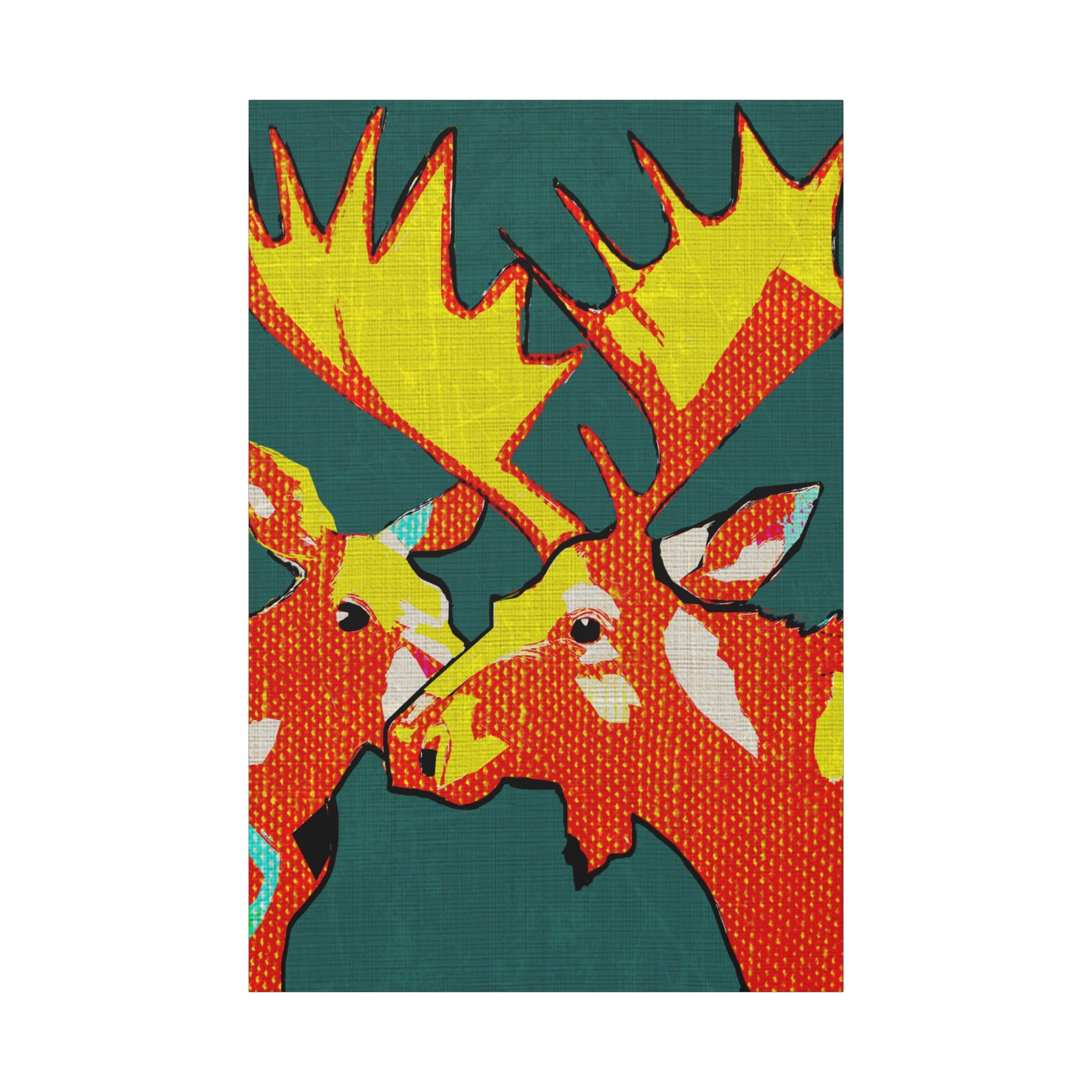 Midwest Mod Moose Pair Pop Art Winter Print- Matte Canvas, Stretched, 1.25", holiday decor, winter, moose