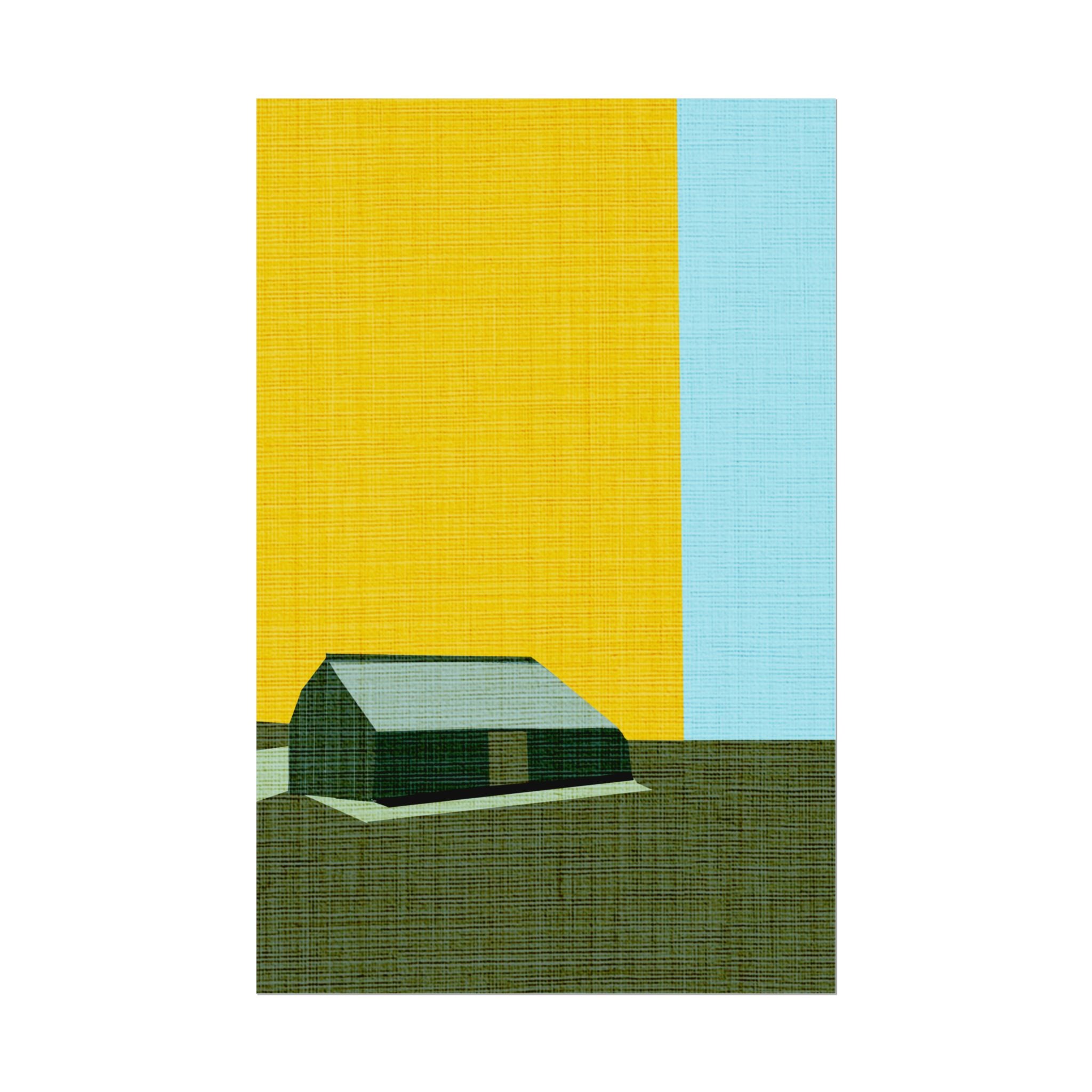 Midwest Modern Prairie Green Barn Landscape Print Rolled Poster | Wall Art, Midwest Mod, Prairie, Architecture