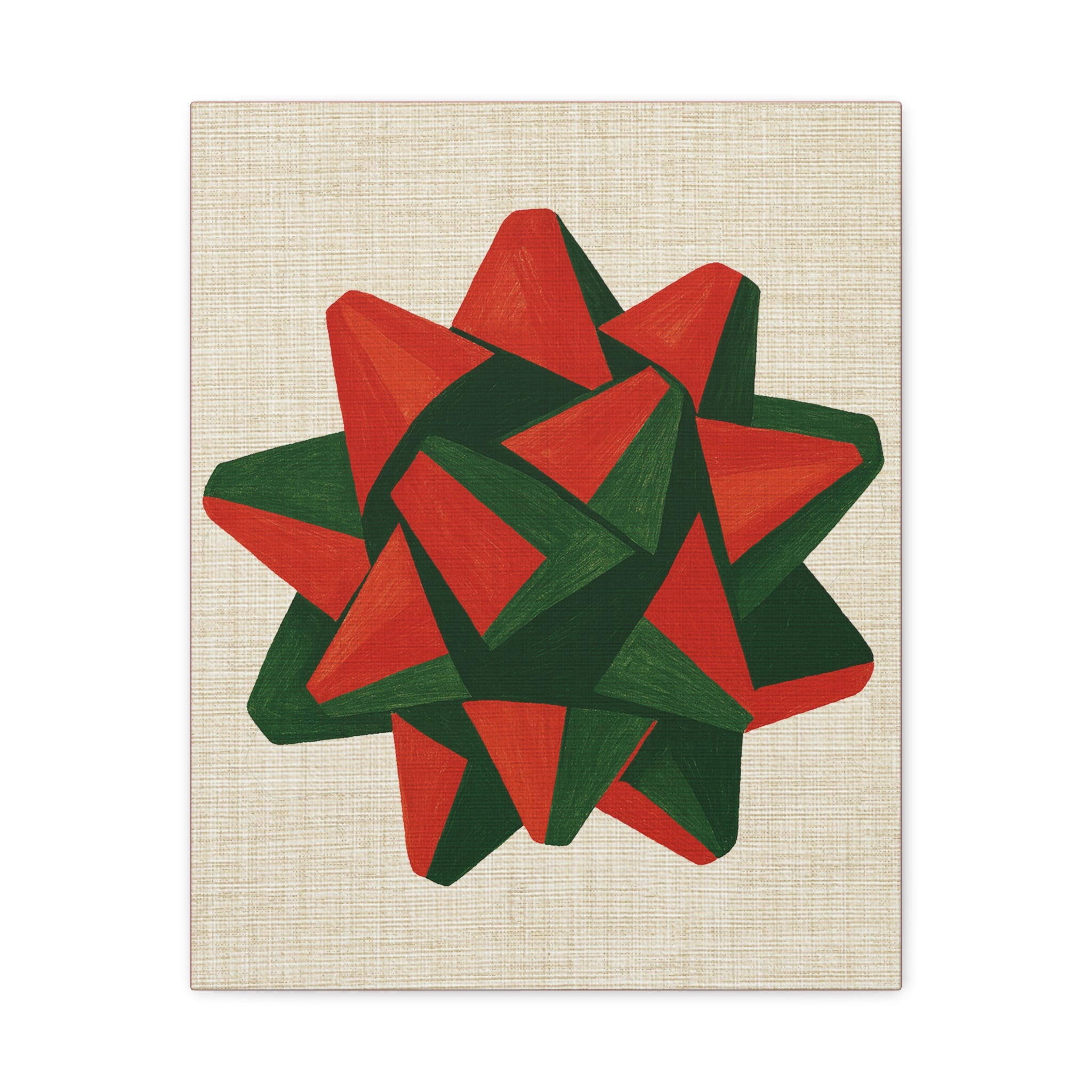 Midwest Mod Seasonal Christmas Art Print - Pop Art Package Bow - Matte Canvas, Stretched, 1.25"