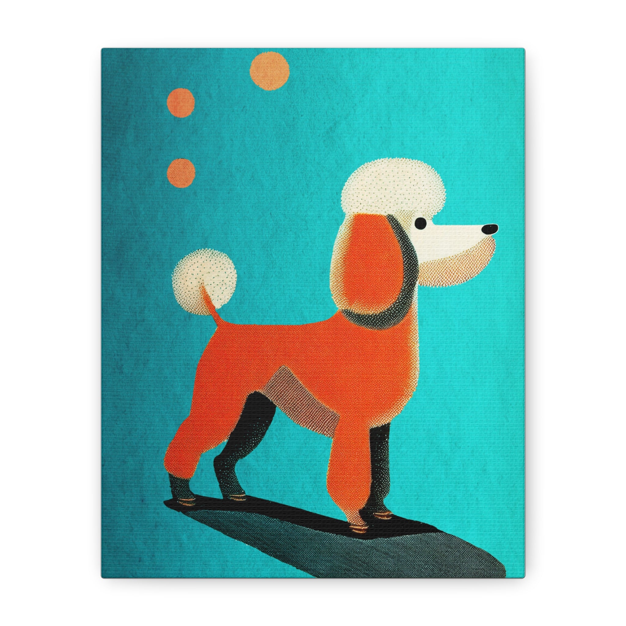 Midwest Modern Orange Polka Dot Poodle Art Print - Matte Canvas, Stretched, 1.25"