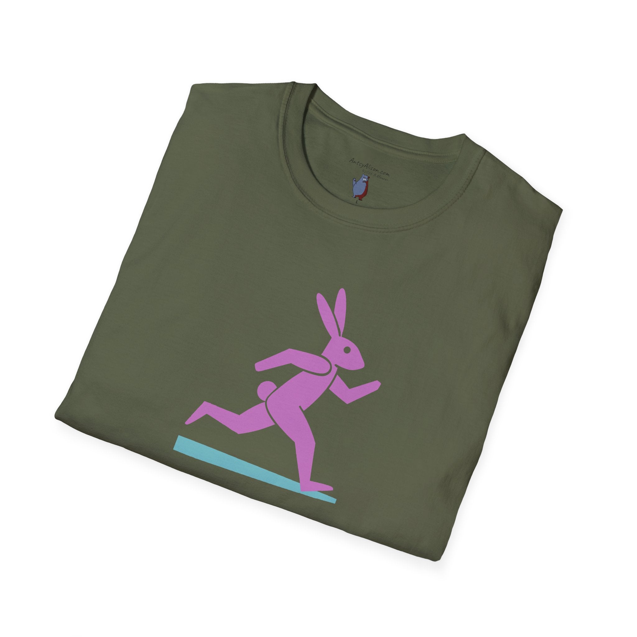 Midwest Modern Run Rabbit Run #4- 100% Cotton Graphic Tee - animal lovers, rabbit, bunny, easter, spring
