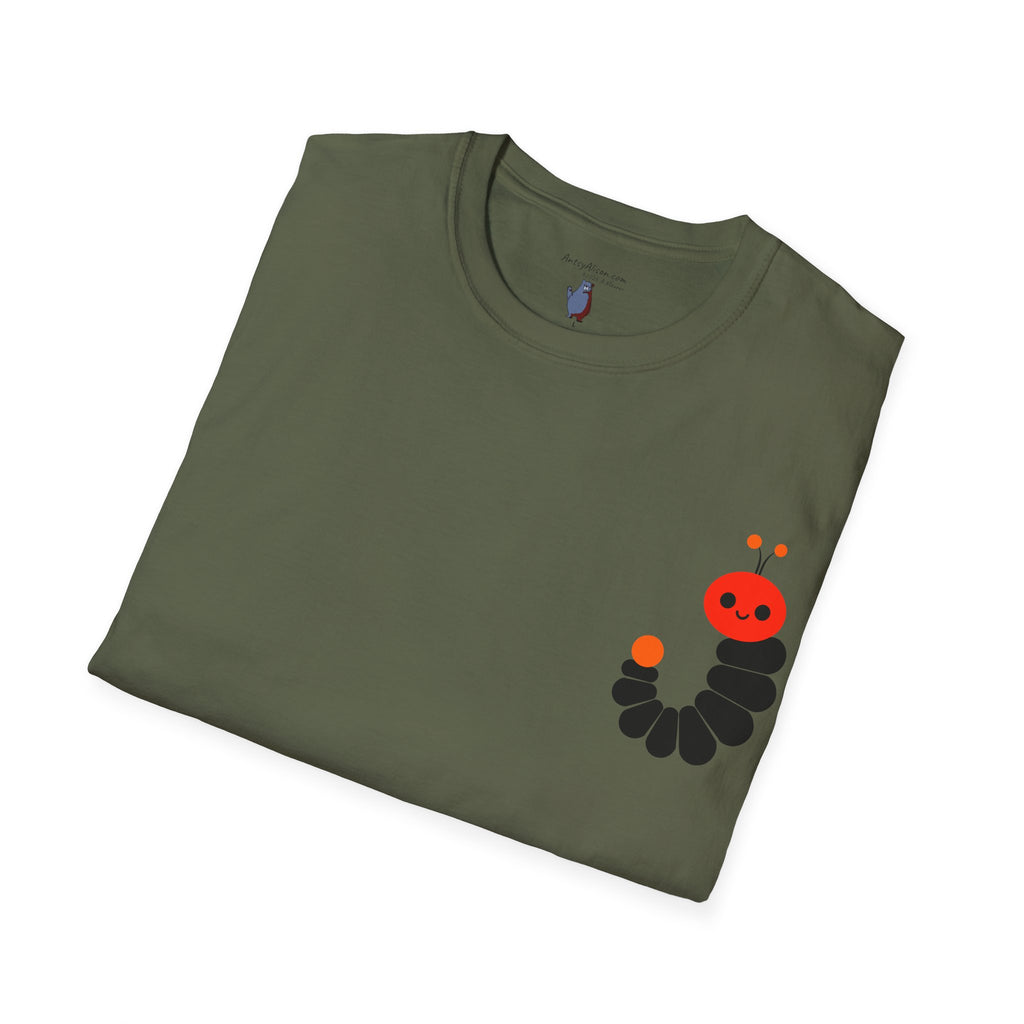 Midwest Modern Pop Icon Red and Orange Caterpillar - 100% Cotton Graphic Tee - animal lovers, insects, bugs, caterpillars, red, orange