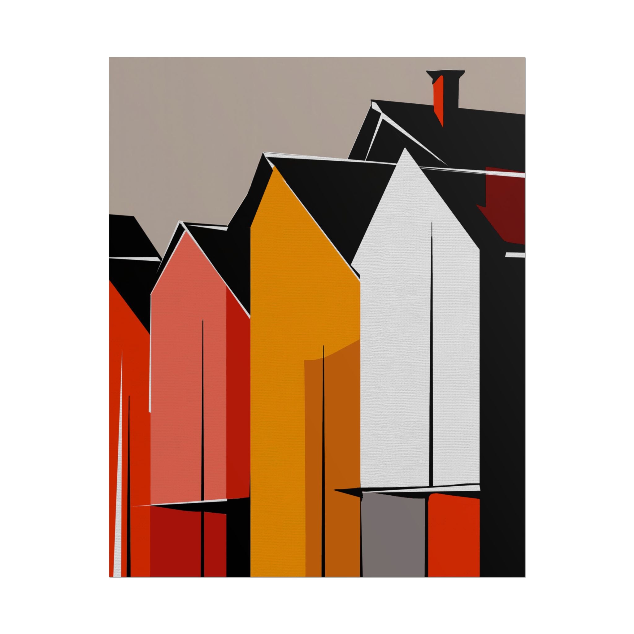 Mid Century Modern Inspired Houses Homes Art Print Rolled Poster | Wall Art, Midwest Mod, Prairie, Architecture