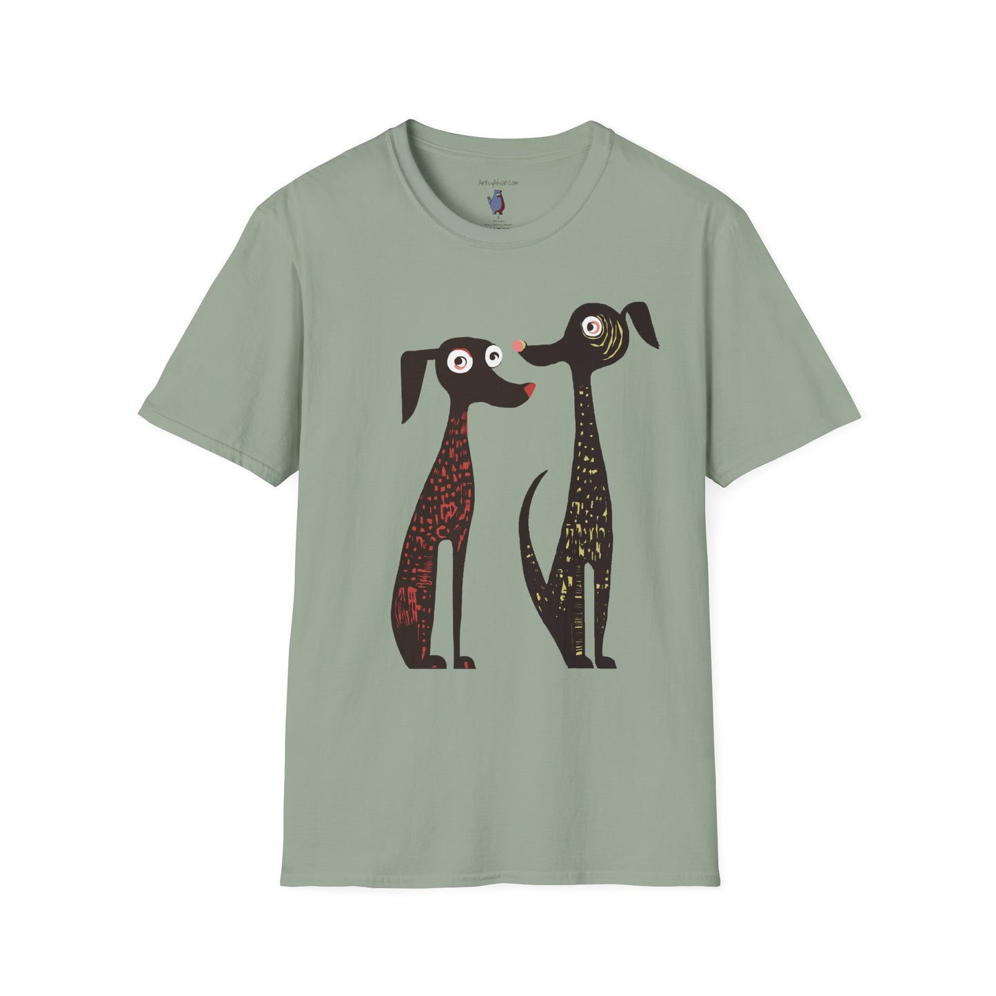 Retro Dog Duo Graphic Art - 100% Cotton T-Shirt