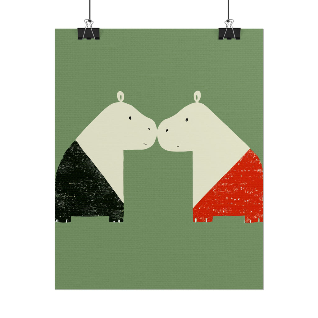 Animal Love Print Hippos Only Rolled Poster - Animals, Hippo, Valentines Day, Nature, Love