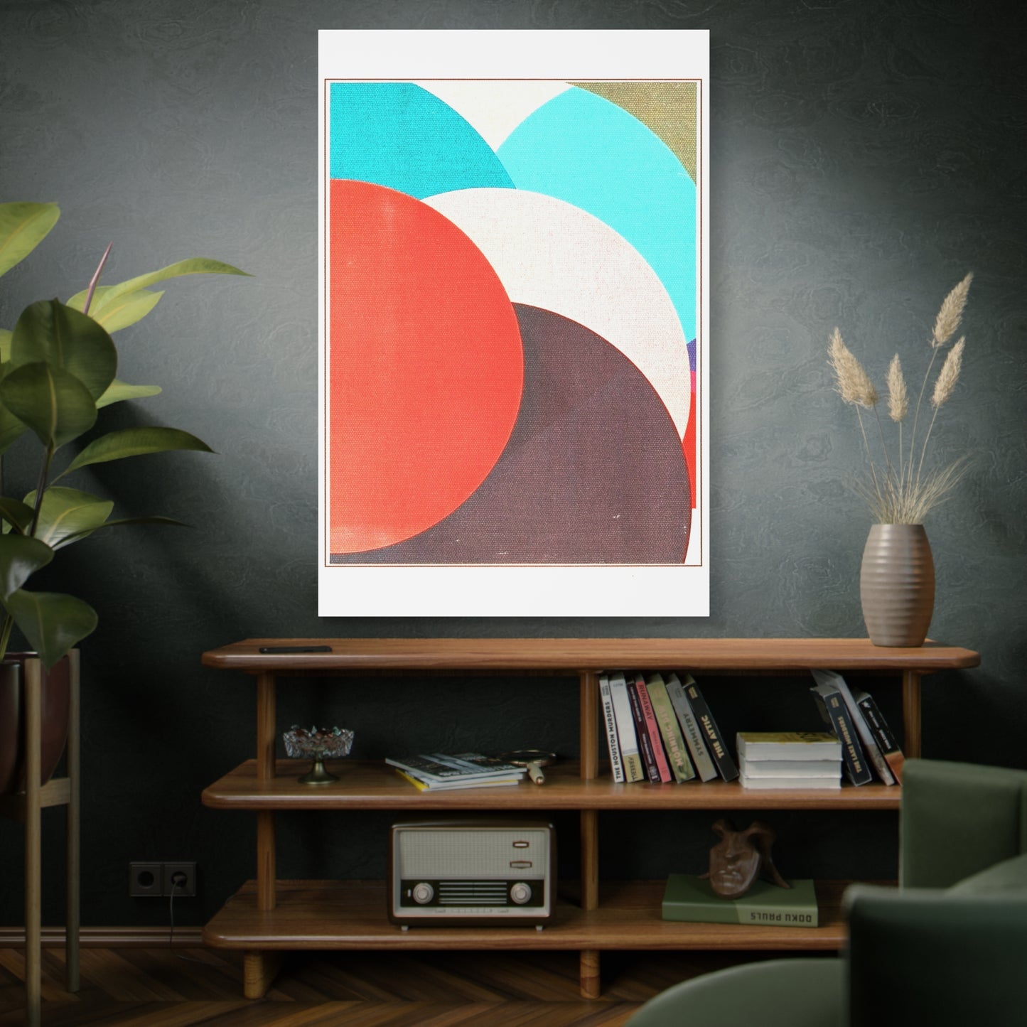 Retro Inspired Abstract Circle Rock Graphic Art Print - Matte Canvas, Stretched, 1.25"