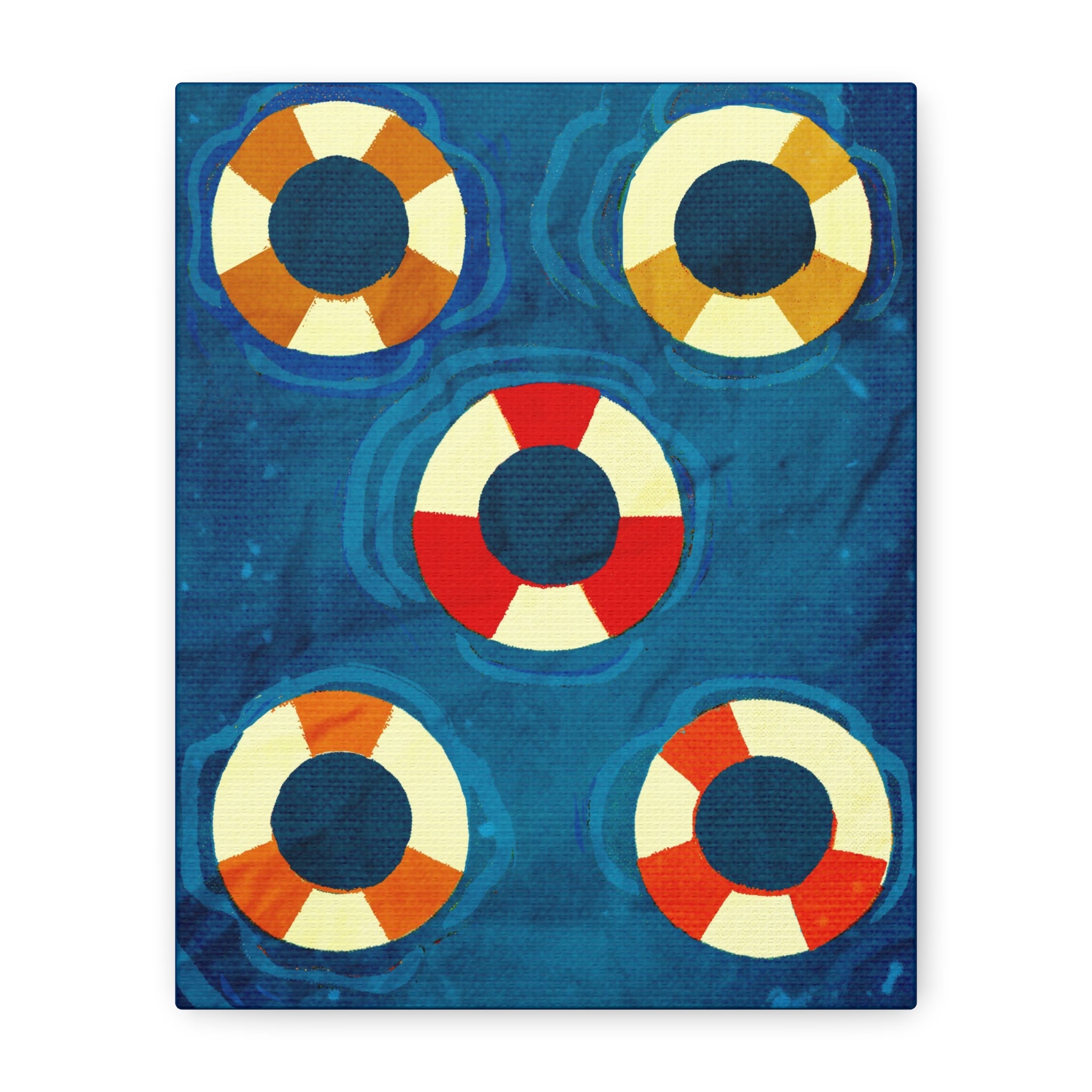 Lake Camp Cabin Vintage Swim Inner Tube Pop Art Print - Matte Canvas, Stretched, 1.25" -  home decor, wall art, vintage, cabin, cottage, shabby, inner tube